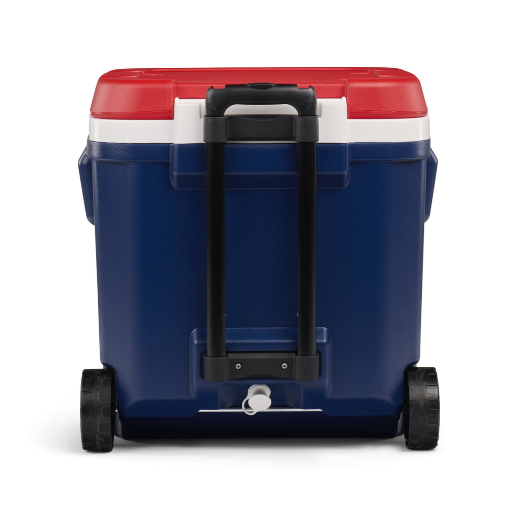 Igloo x USSF 60 QT Laguna Ice Chest Cooler with Wheels - US Soccer Rolling Cooler for Games and Practices, Red White and Blue