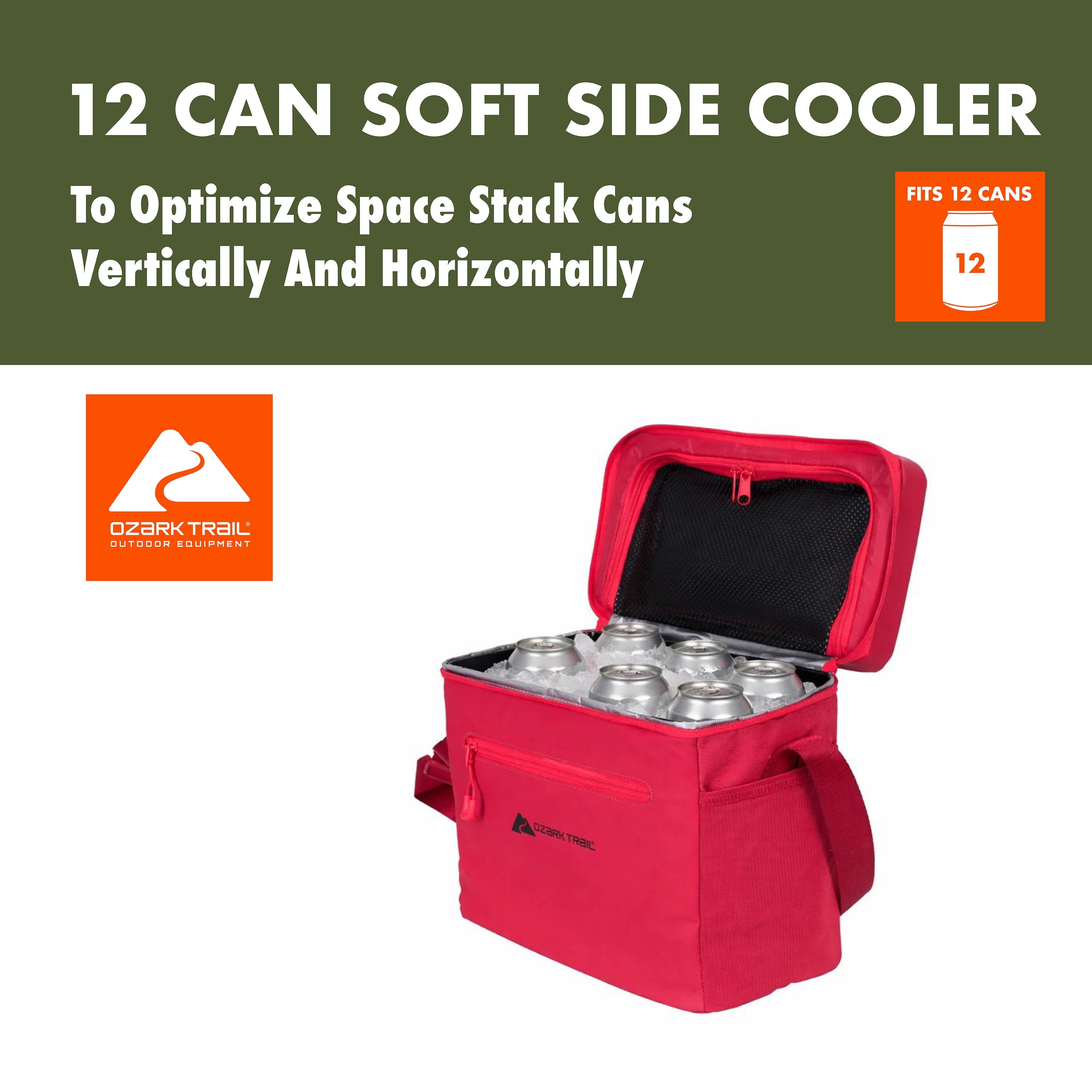 Ozark Trail 12-Can Soft-Sided Cooler with Removable Hard Liner - Red