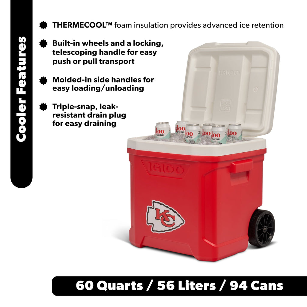 Igloo 60 QT Profile II NFL Rolling Cooler - Kansas City Chiefs, Red