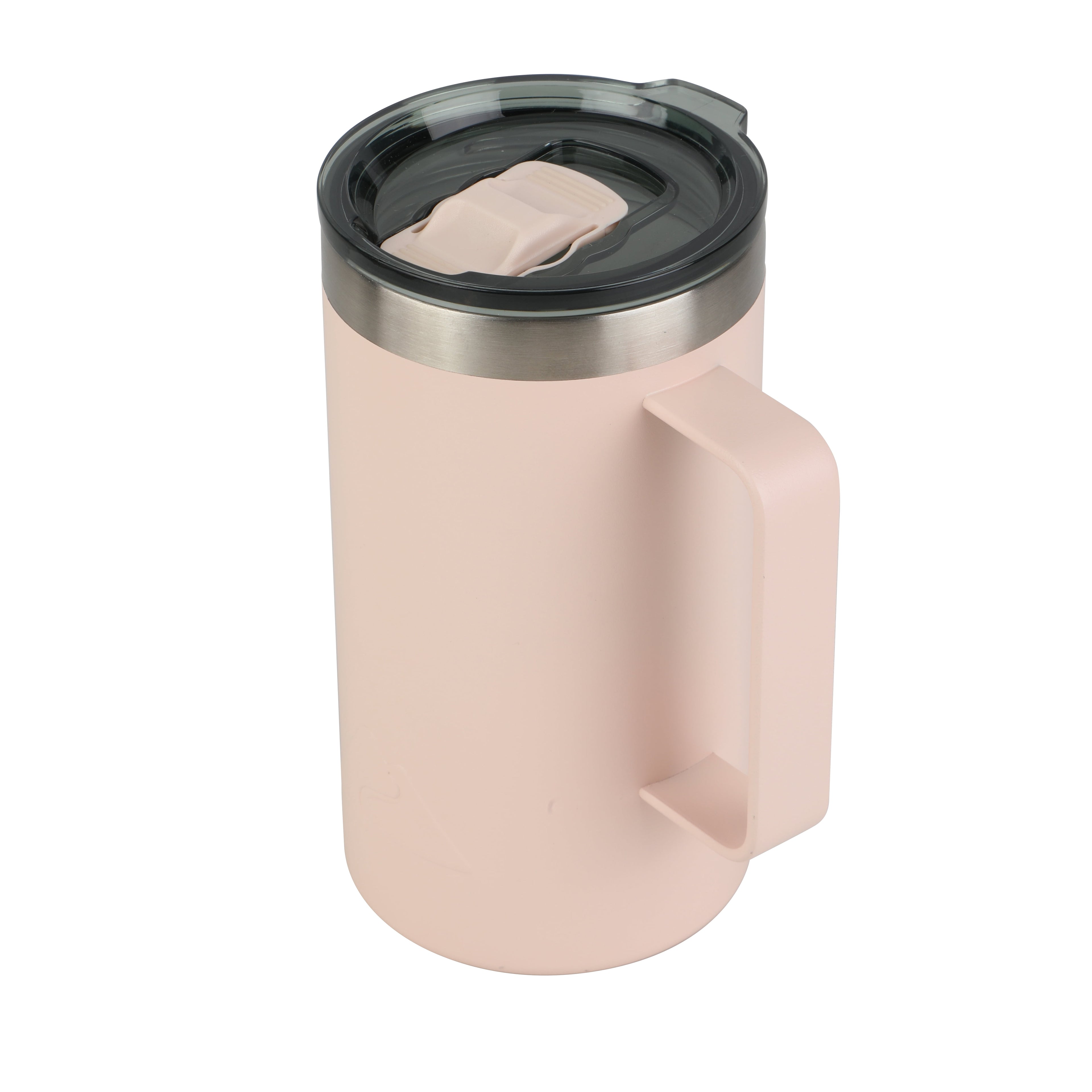 Ozark Trail 22oz Ceramic Lined Stainless Steel Insulated Coffee Mug with Magnetic Tritan Transparent Slider Lid - Frosted Peach