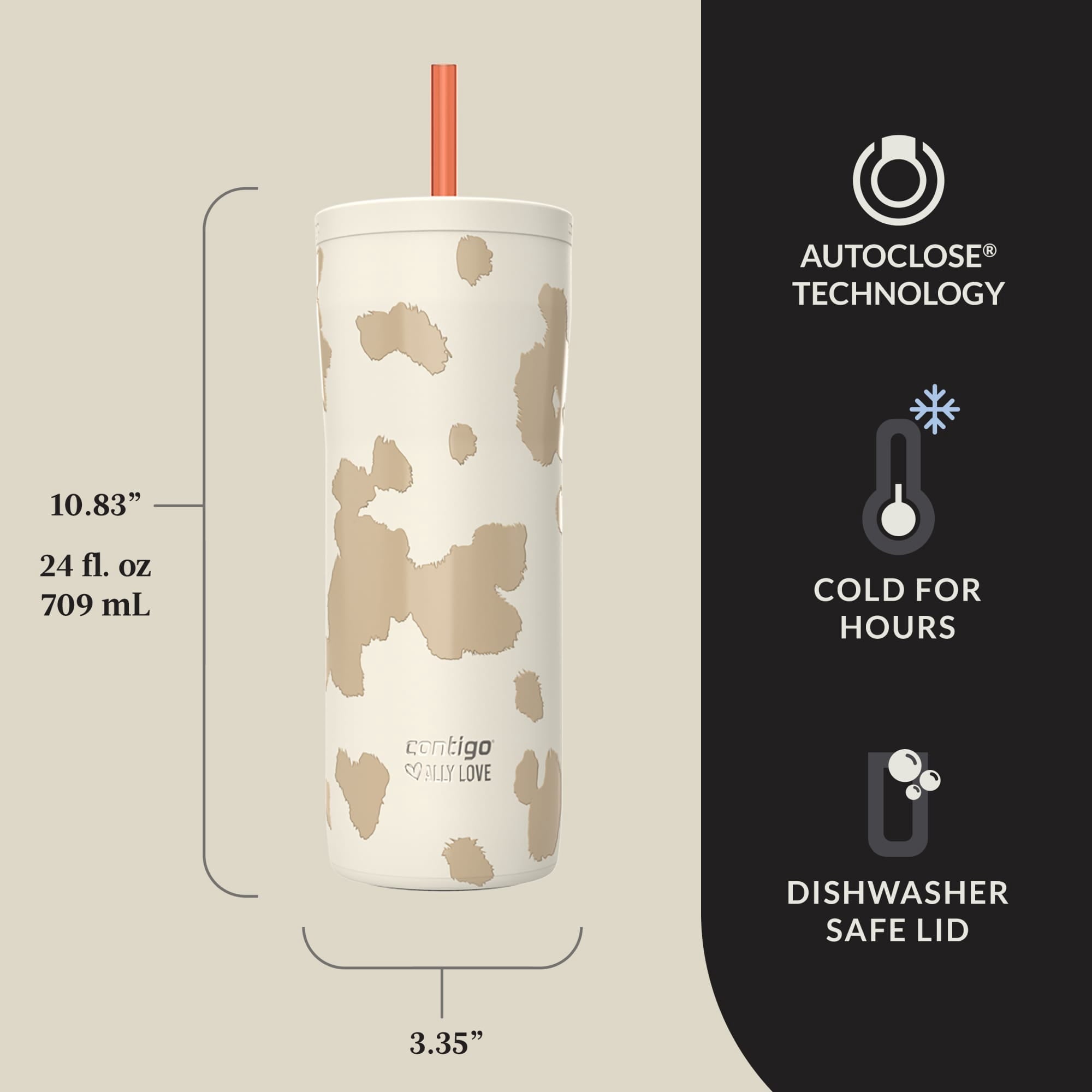 Contigo Streeterville 2.0 Insulated Stainless Steel Tumbler with Straw - 24oz, Oatmilk