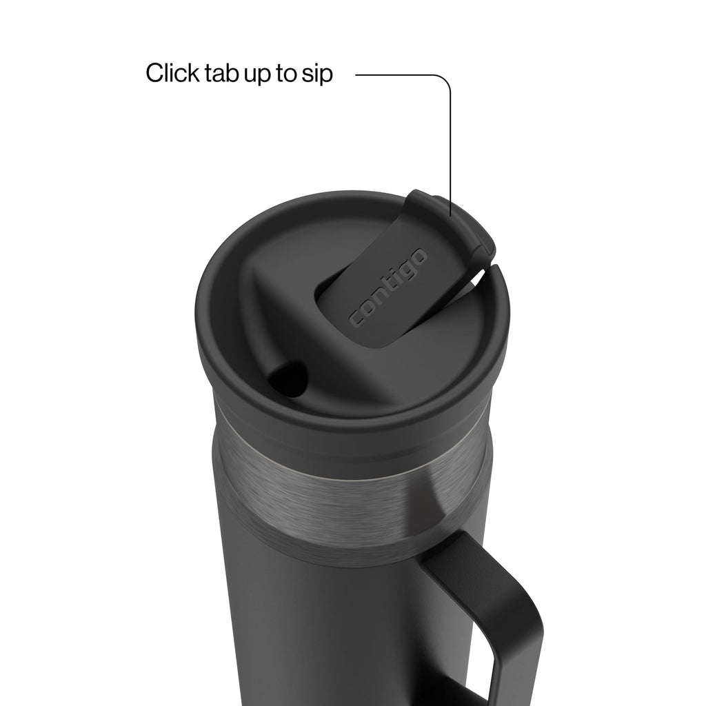 Contigo 20 oz Stainless Steel Travel Mug Tumbler – Leak-Proof Insulated Coffee Mug - Keeps Drinks Hot, Side Handle, Black/Silver