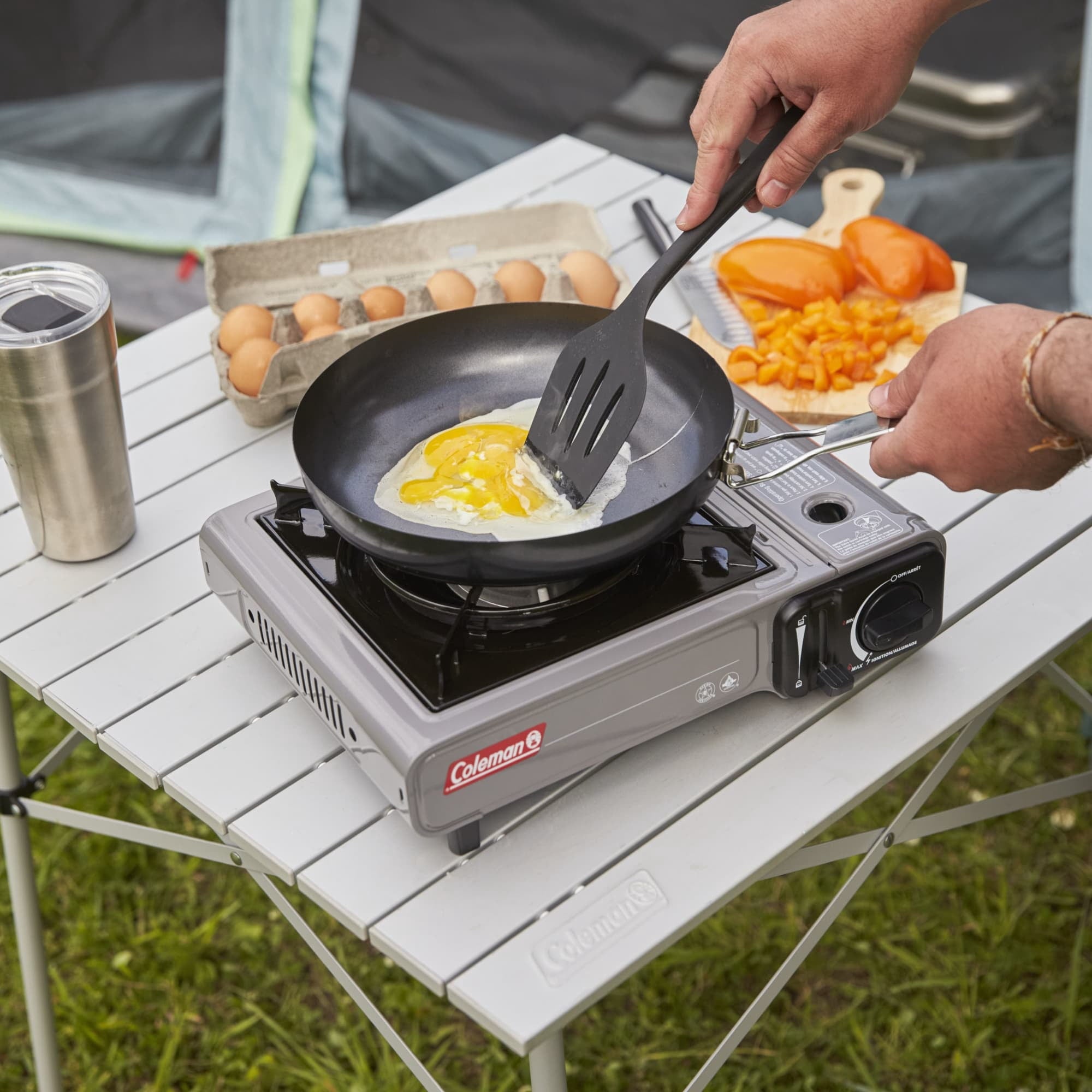 Coleman Tabletop Portable Butane Gas Camping Stove - 1 Burner, Gray