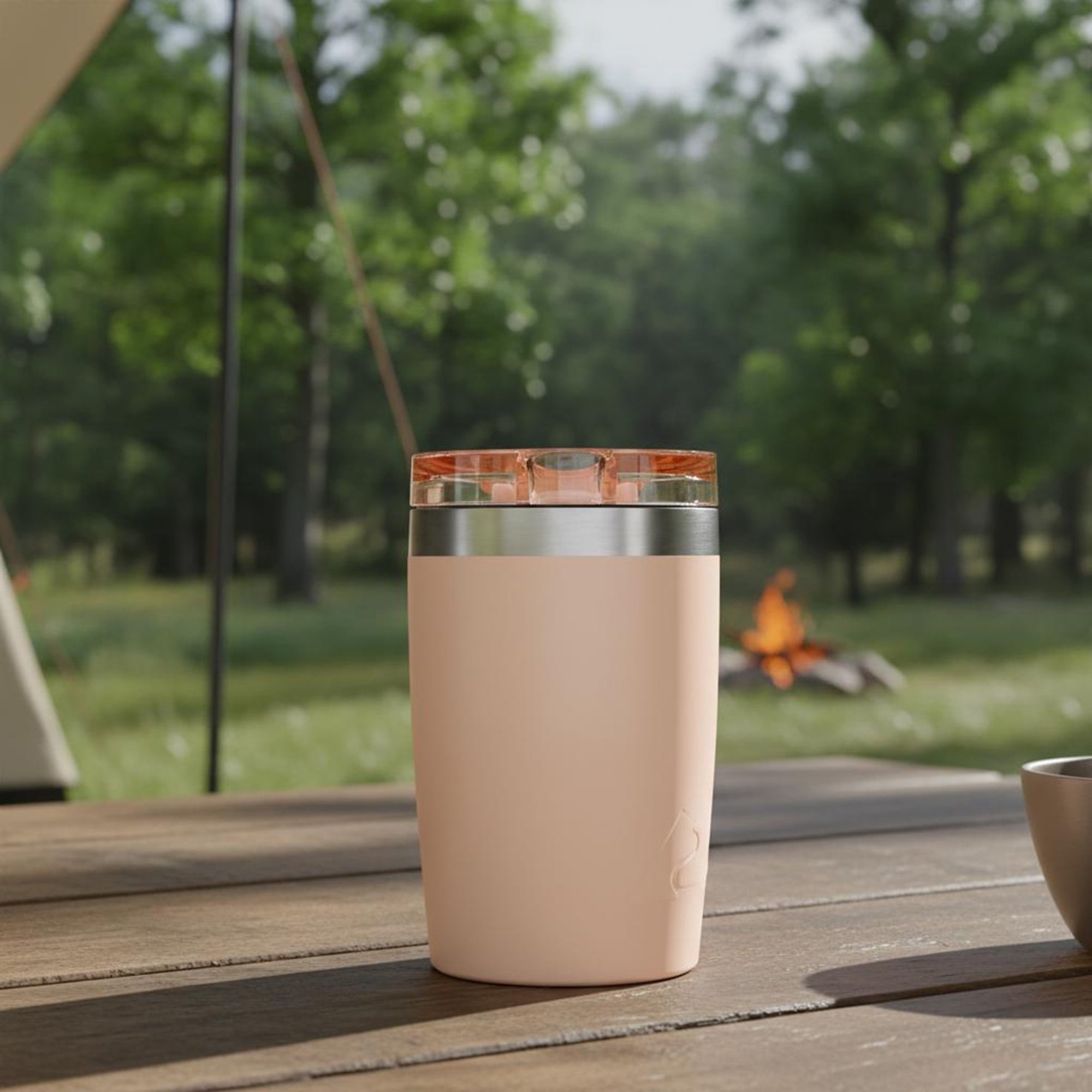 Ozark Trail 12oz Ceramic Lined Stainless Steel Insulated Travel Tumbler with Slider Lid - Frosted Peach