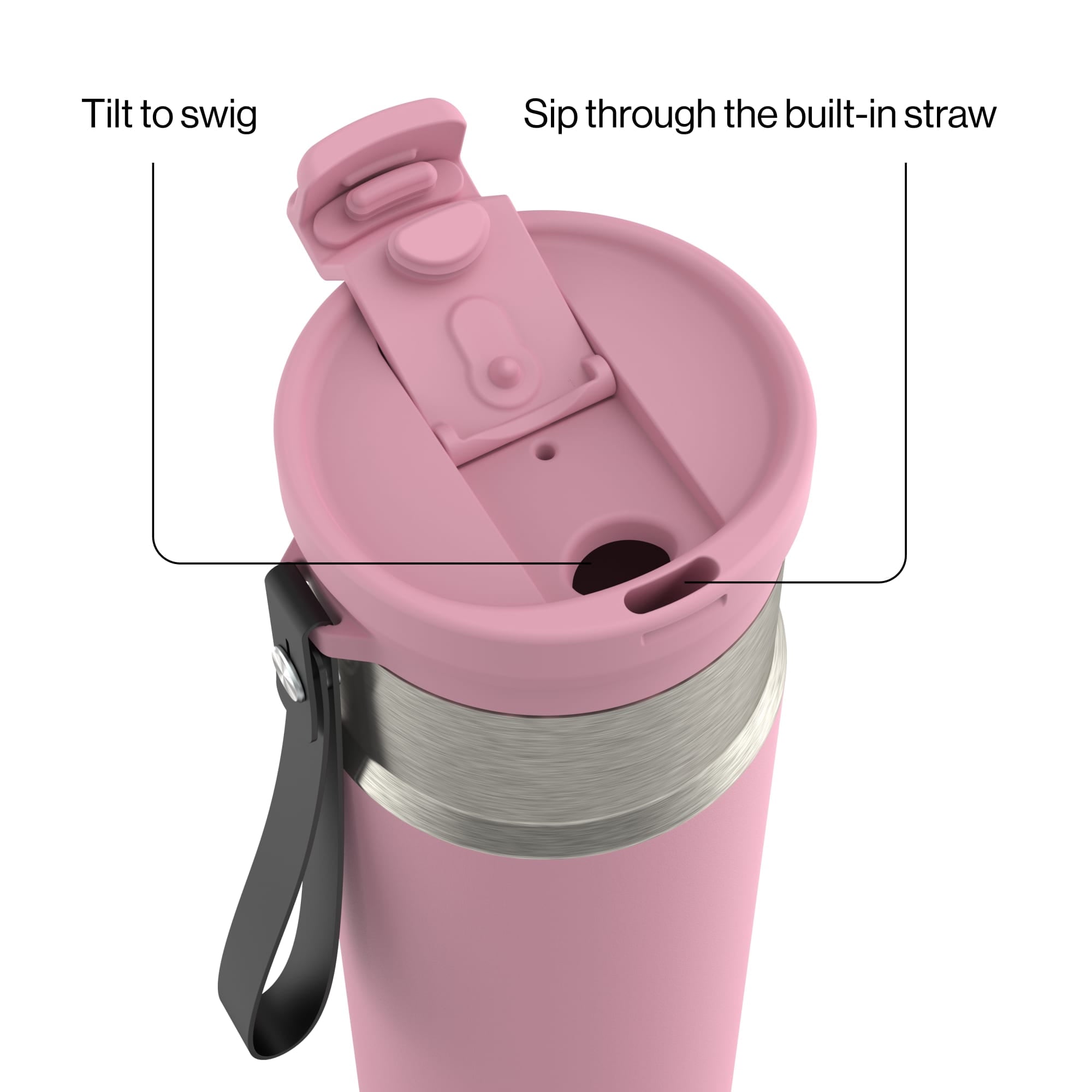 Contigo Water Bottle - 28 Oz, Stainless Steel, Vacuum Insulated Leakproof, DualSip 2-Way Lid, Pink Diamond