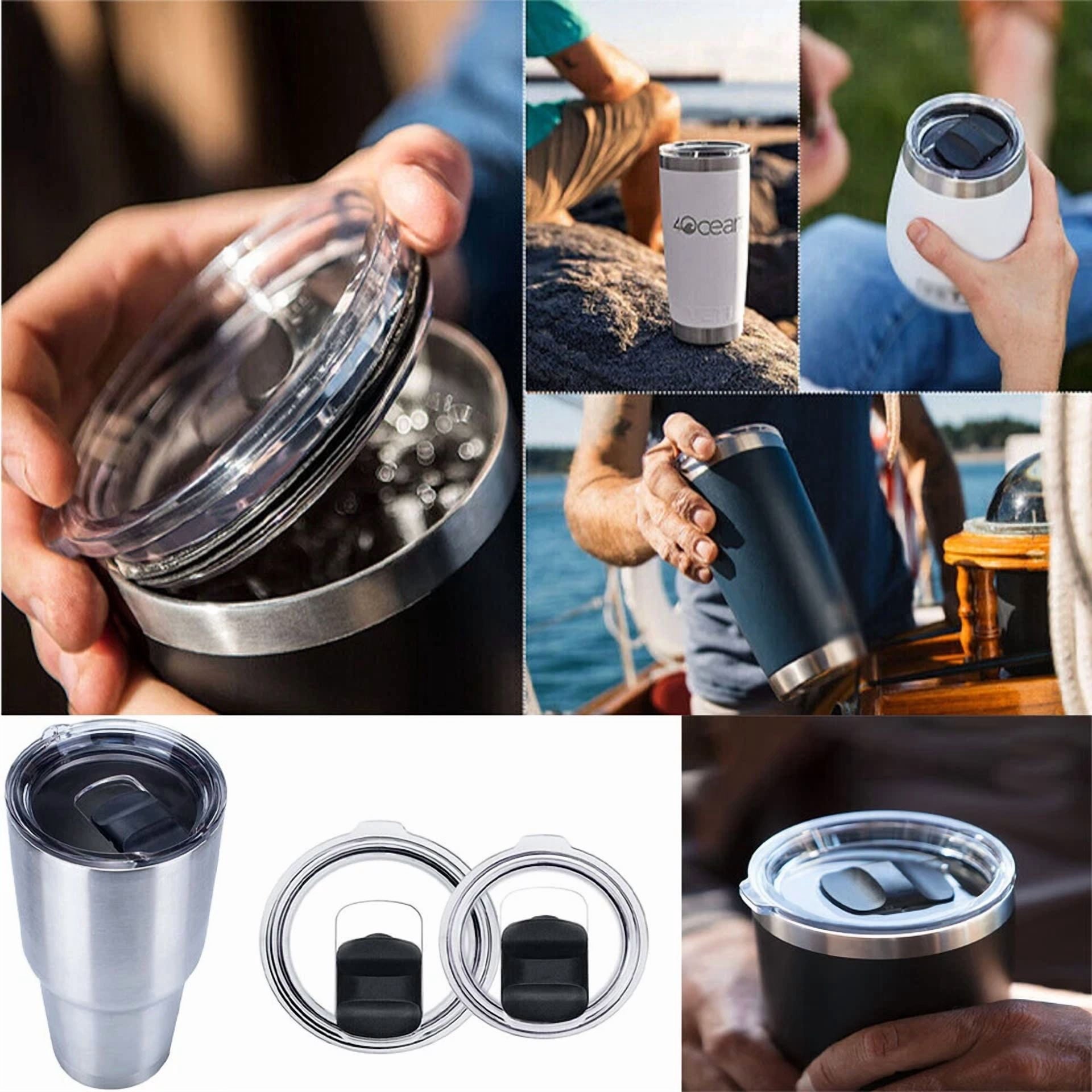 BEST- 2X 30 Oz Splash Spill Proof Magnetic Slider Lid For Yeti Rambler Tumbler Cup