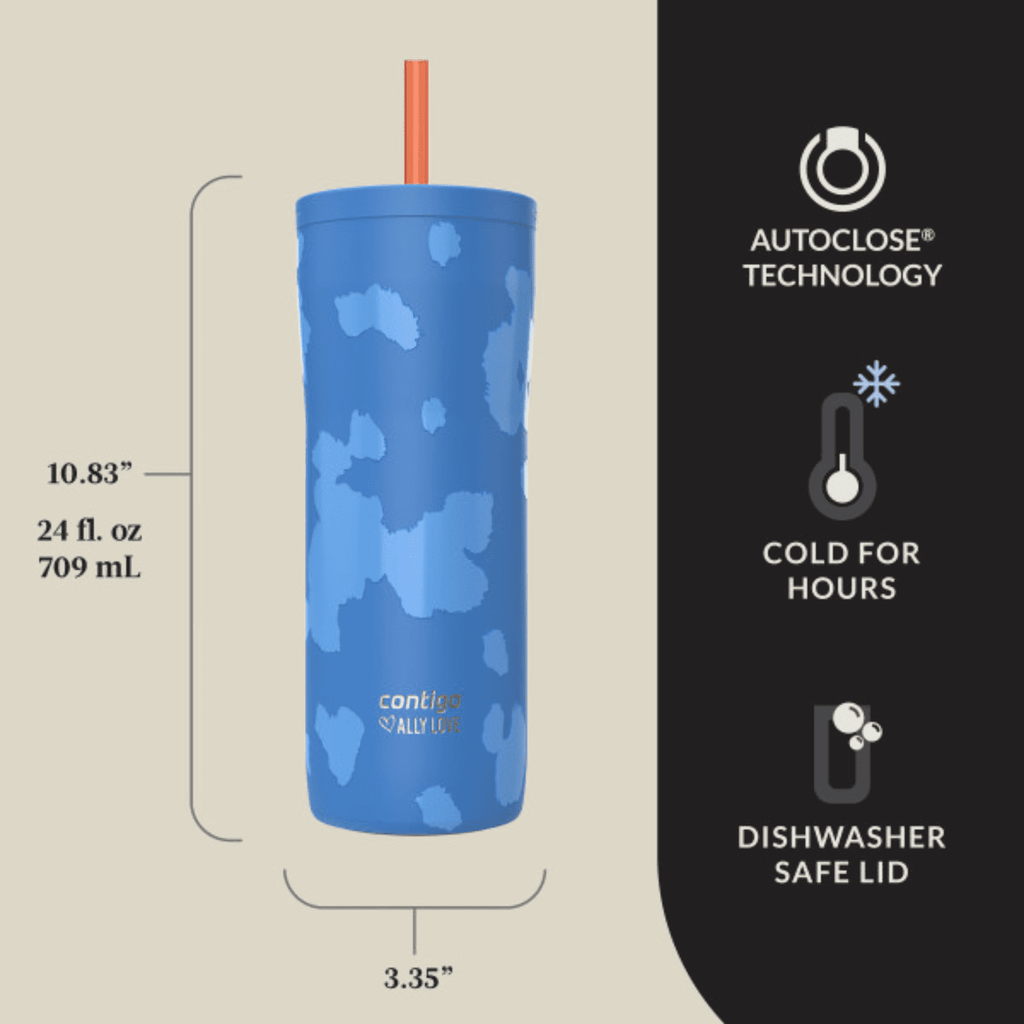 Contigo x Ally Love Streeterville 2.0 Stainless Steel Tumbler with Straw - 24 oz, Stellar Jay