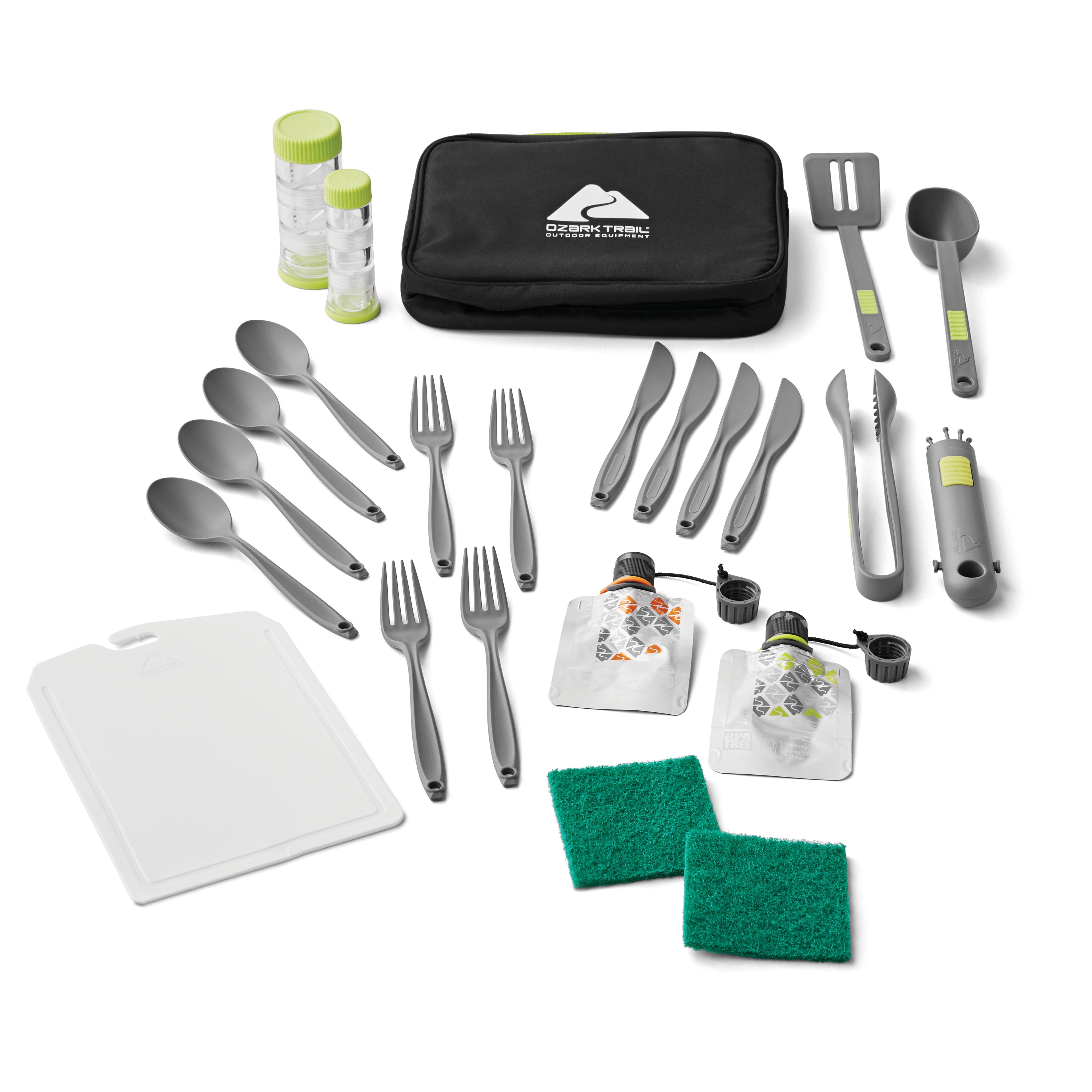 Ozark Trail 24-Piece Plastic Camping Kitchen Set with Travel Bag