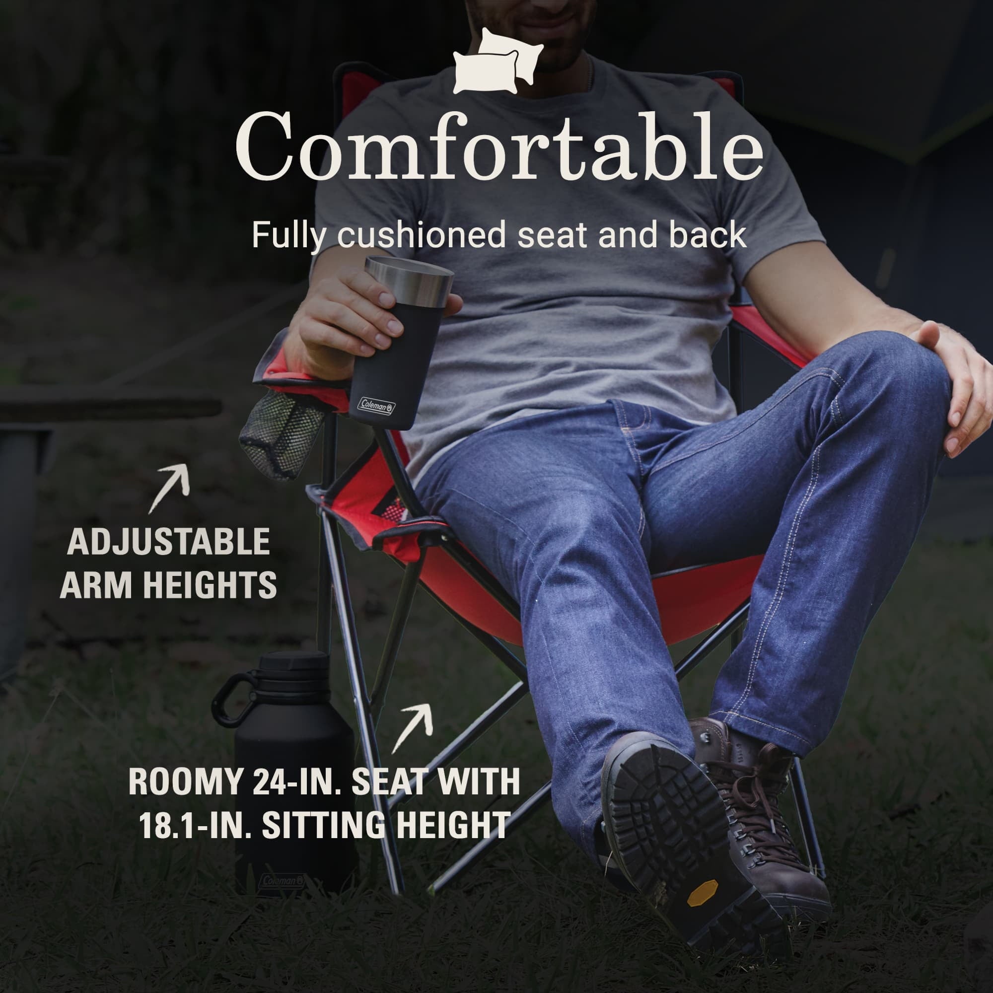 Coleman Broadband Mesh Quad Adult Camping Chair - Red