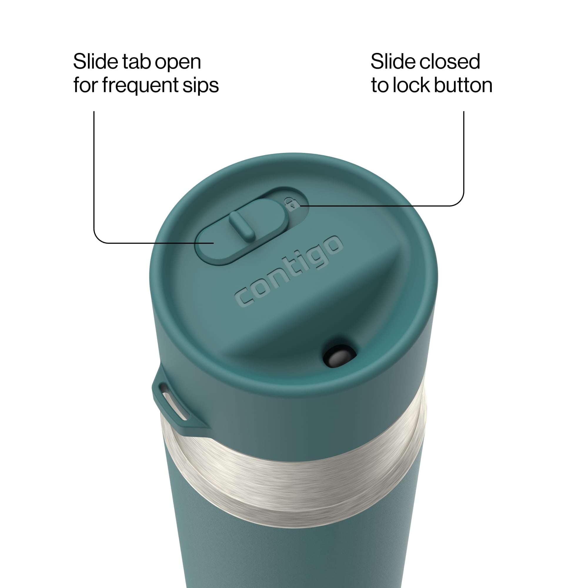 Contigo Water Bottle - 18 Oz, Stainless Steel, Vacuum Insulated Leakproof, AutoSeal Lid, Mineral Teal