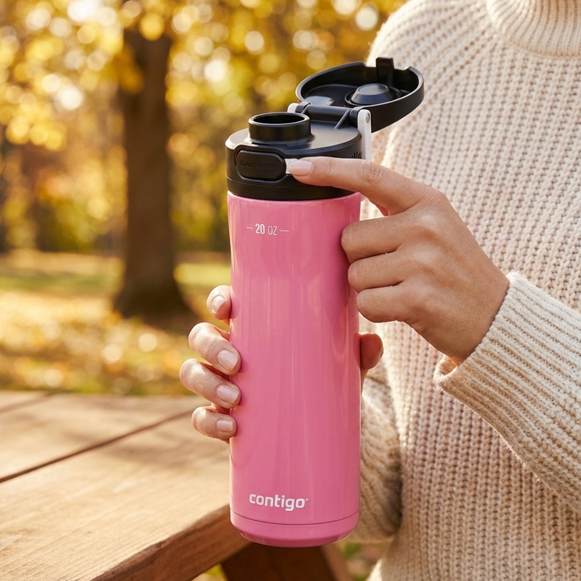 Contigo Jackson Chill 2.0 Stainless Steel Water Bottle with AUTOPOP Lid - 20 Ounces, Azalea