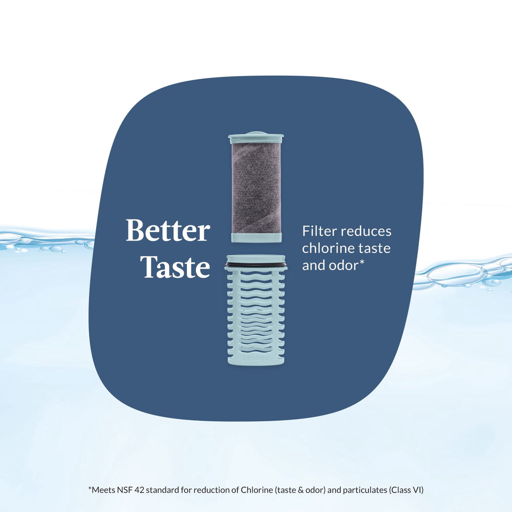 Contigo Clybourn Plastic FreeFlow Filter Water Bottle with AUTOSEAL Lid 24 oz. - Dark Ice, with Replacable Filter - 2-Pack