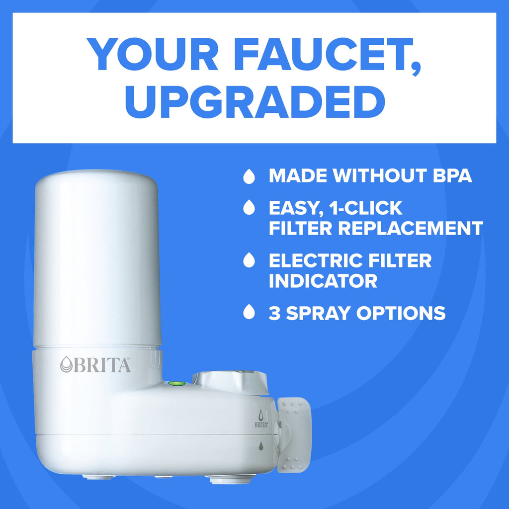 Brita Elite Advanced White - Faucet Water Filter System, 2 Replacement Filters, Reduces Lead