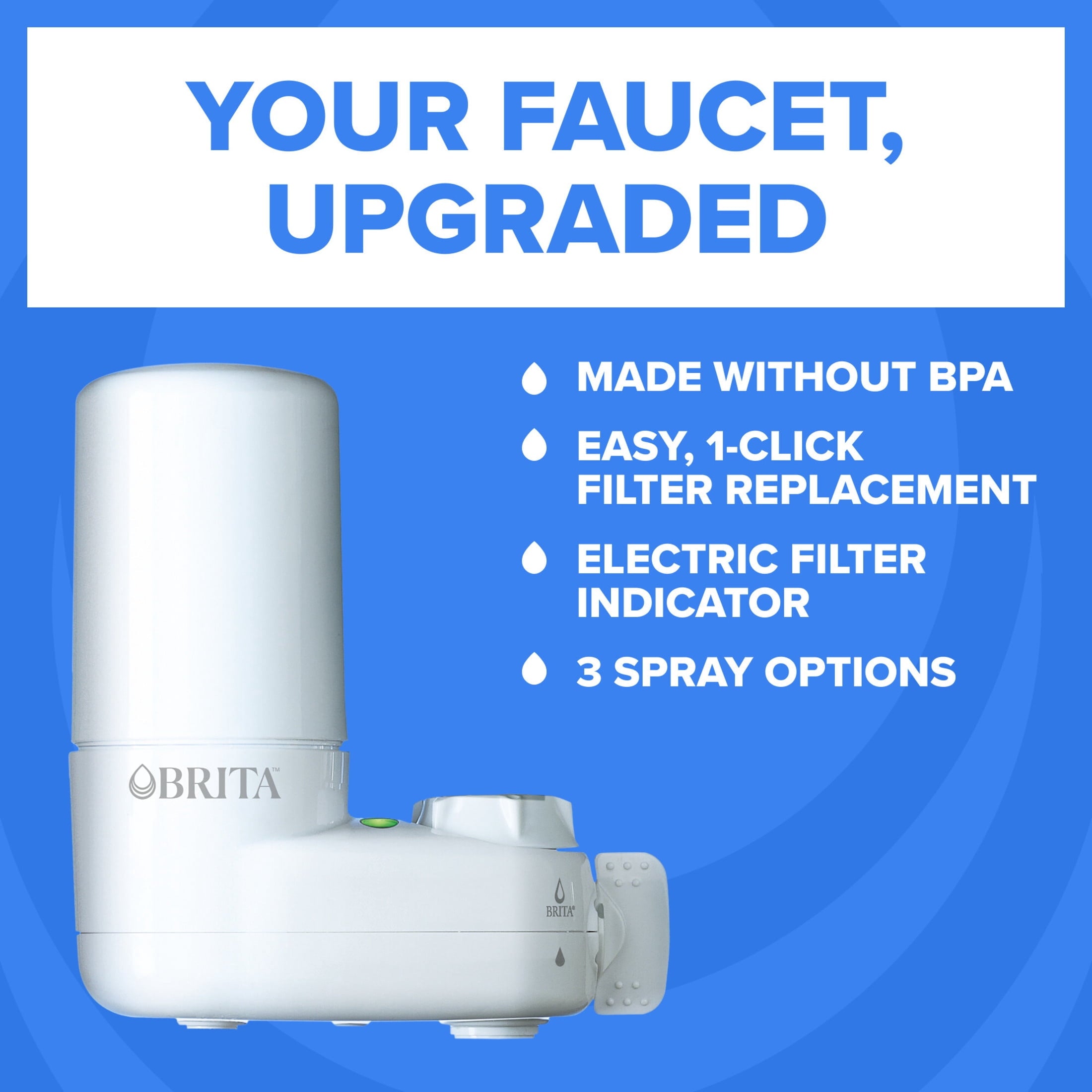 Brita Elite Advanced White - Faucet Water Filter System, 2 Replacement Filters, Reduces Lead