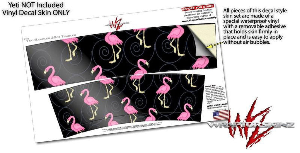 Skin Decal Wrap for Yeti Tumbler Rambler 30 oz Flamingos on Black ( 30oz TUMBLER NOT INCLUDED )