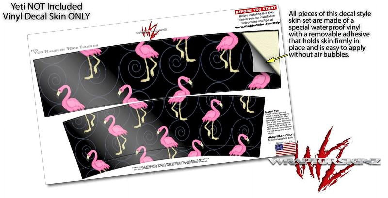 Skin Decal Wrap for Yeti Tumbler Rambler 30 oz Flamingos on Black ( 30oz TUMBLER NOT INCLUDED )