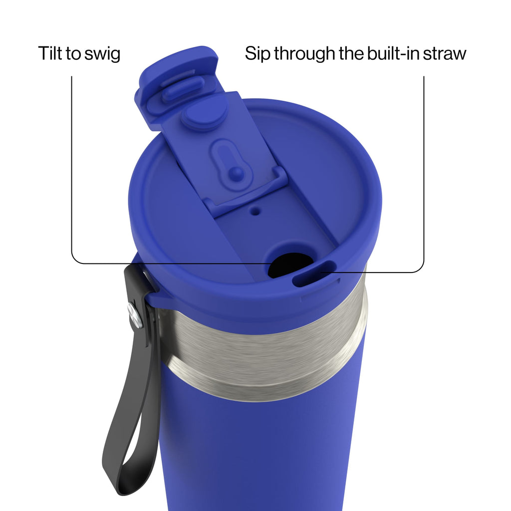 Contigo Water Bottle - 28 Oz, Stainless Steel, Vacuum Insulated Leakproof, DualSip 2-Way Lid, Wild Indigo