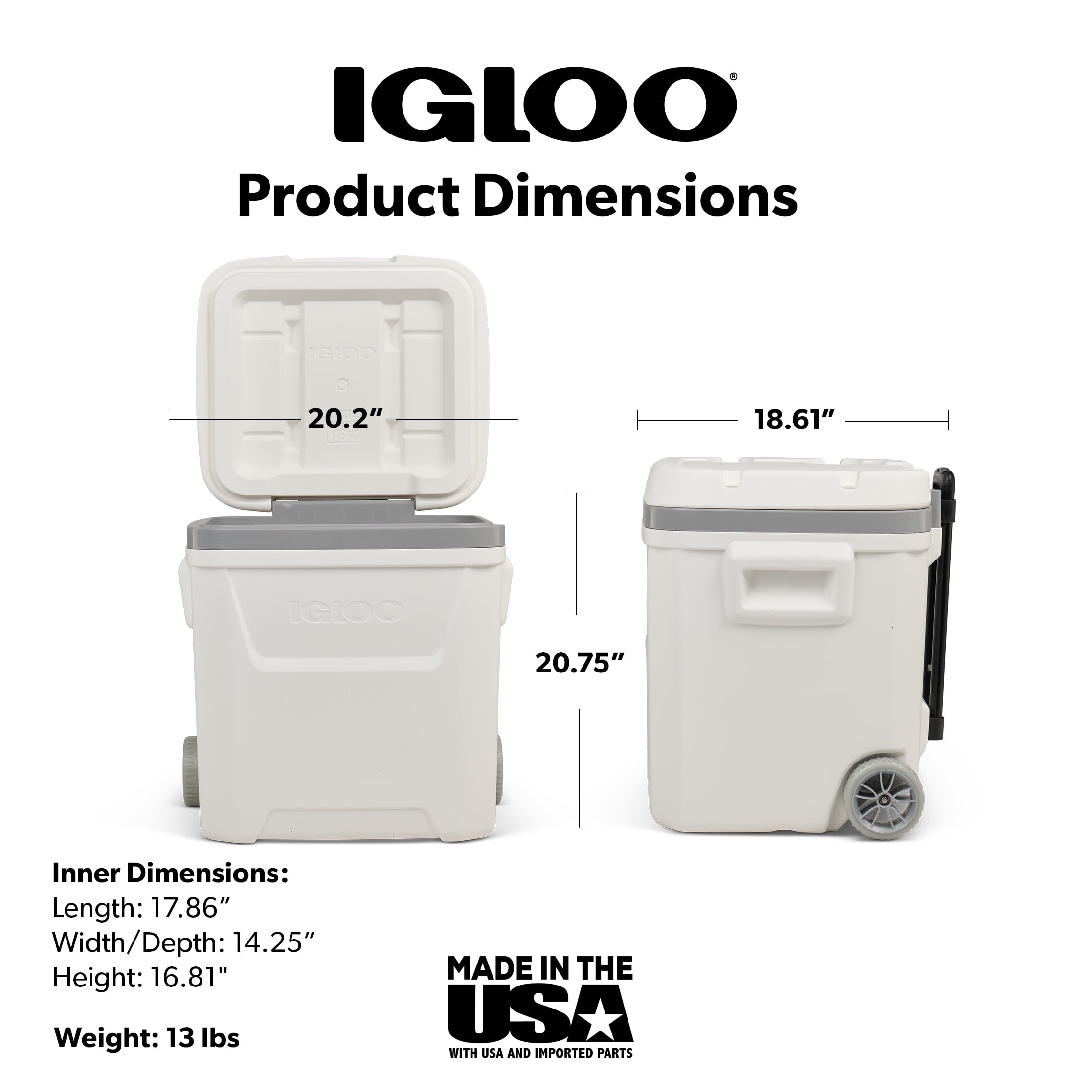 Igloo 60 QT Marine Ice Chest Cooler with Wheels - White
