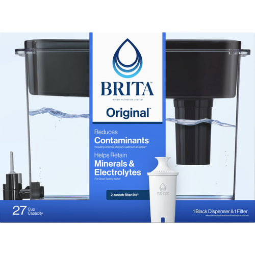 Brita 27 Cup Plastic Water Filtration Dispenser - Black, 1 Standard Brita Filter