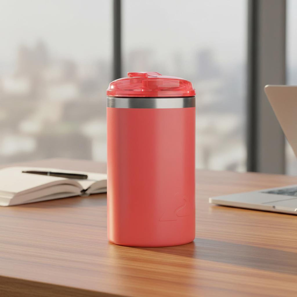 Ozark Trail 16oz Ceramic Lined Stainless Steel Can Tumbler with 2-in-1 Lid - Coral