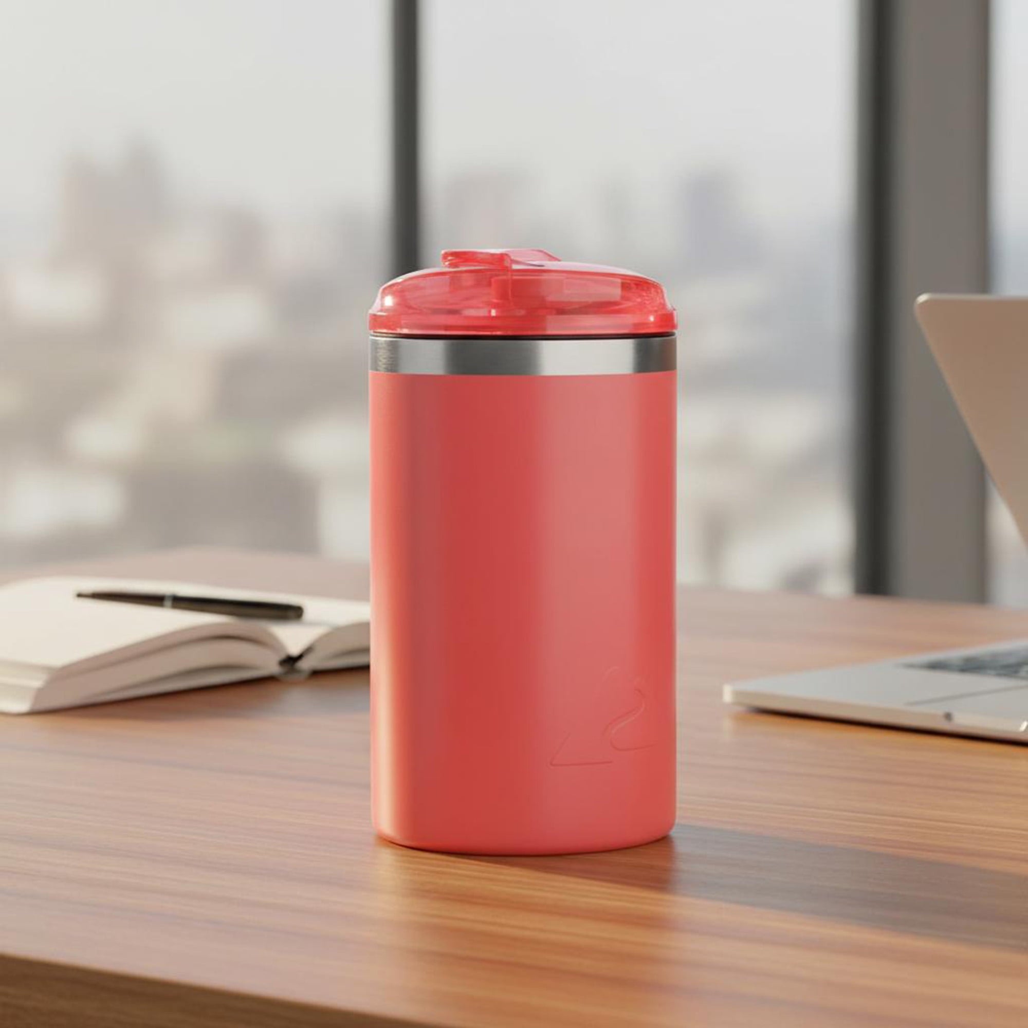 Ozark Trail 16oz Ceramic Lined Stainless Steel Can Tumbler with 2-in-1 Lid - Coral