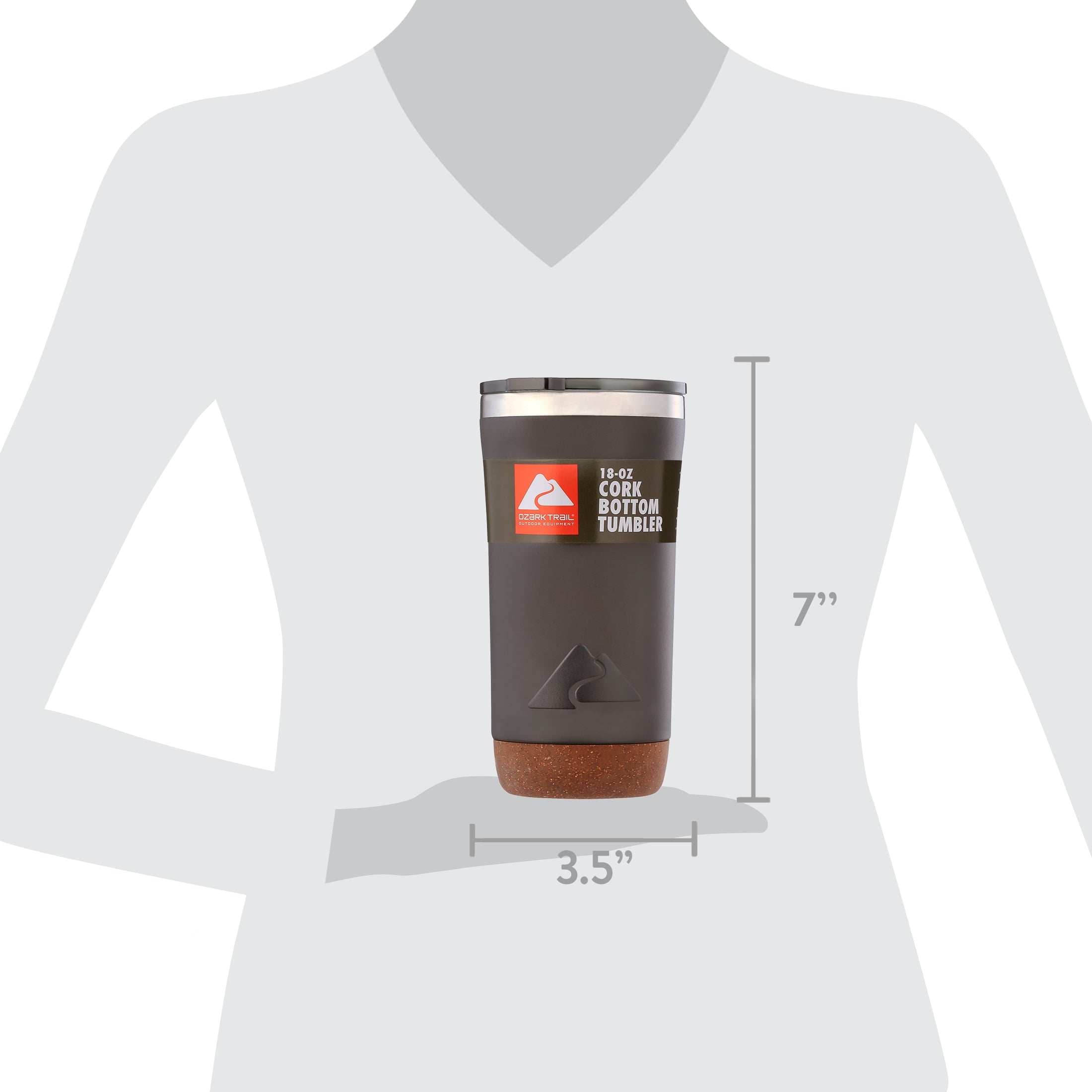 Ozark Trail 18 oz Stainless Steel Insulated Tumbler with Cork Bottom - Black