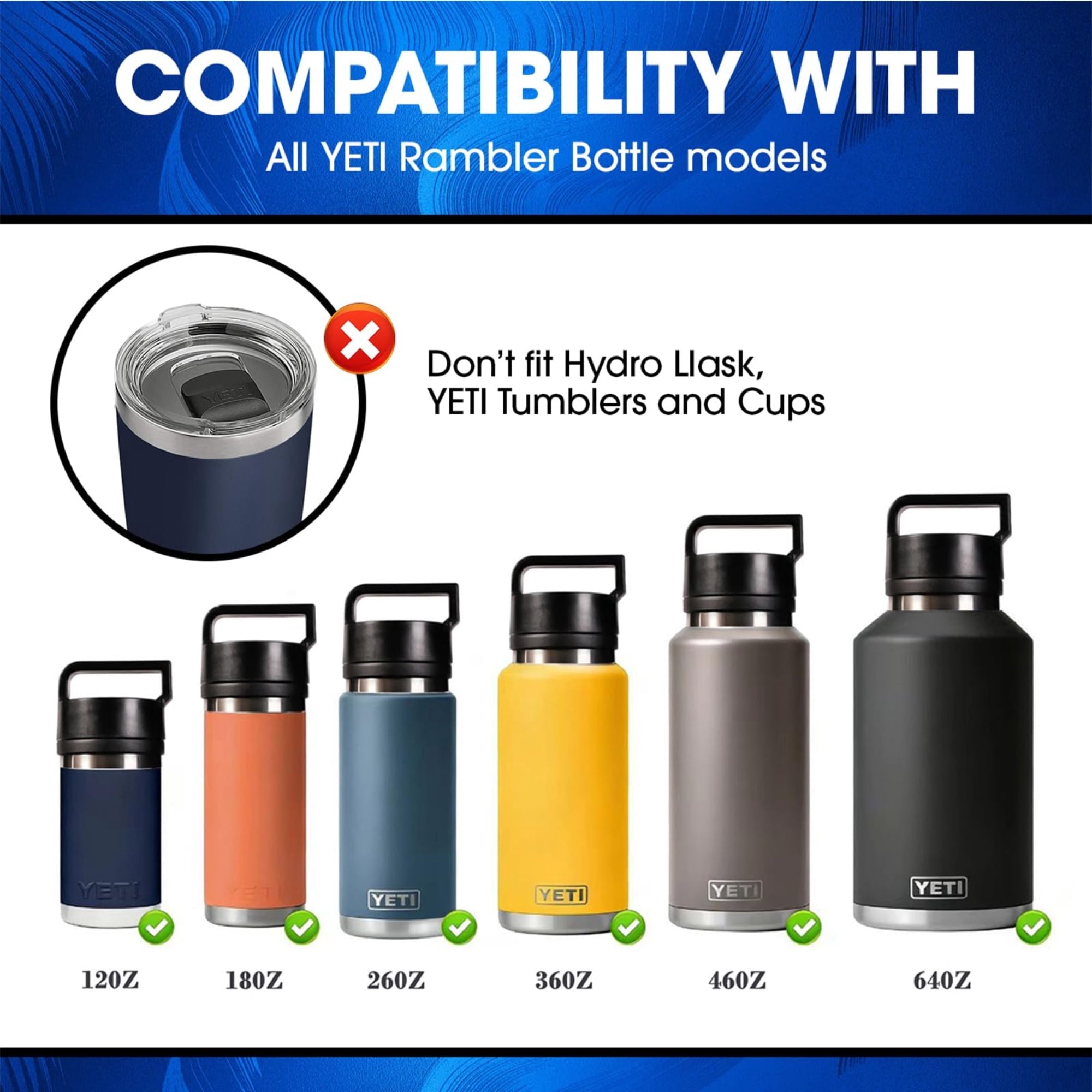 Chug Replacement Lid Cap - Compatible with YETI Rambler Bottle Fits for 18oz/26oz/36oz/64oz