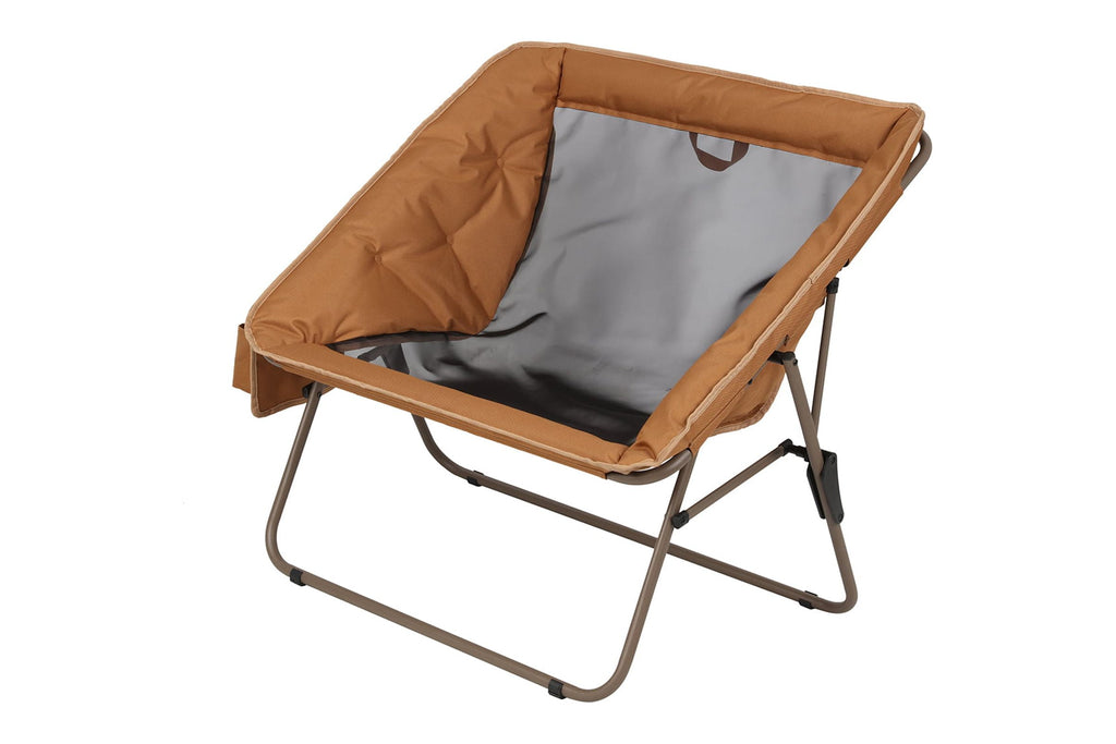 Ozark Trail Padded Foldable Camping Glamping Chair with Side Storage - Brown and Beige, Adult