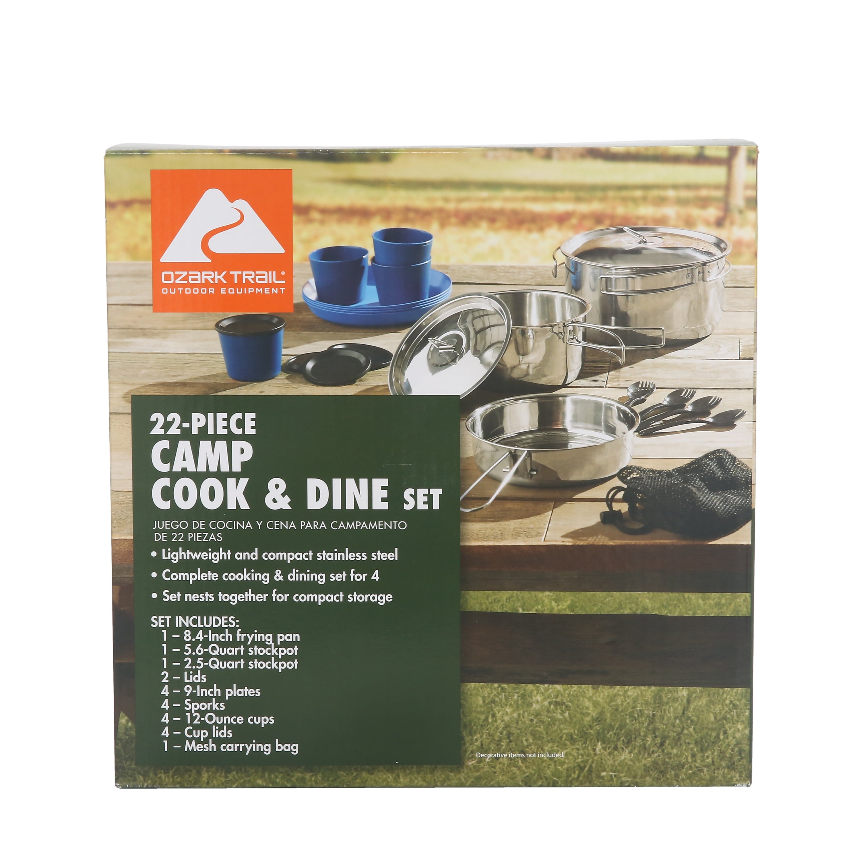 Ozark Trail 22-Piece Non-Stick Camping Mess Kit with Mesh Bag