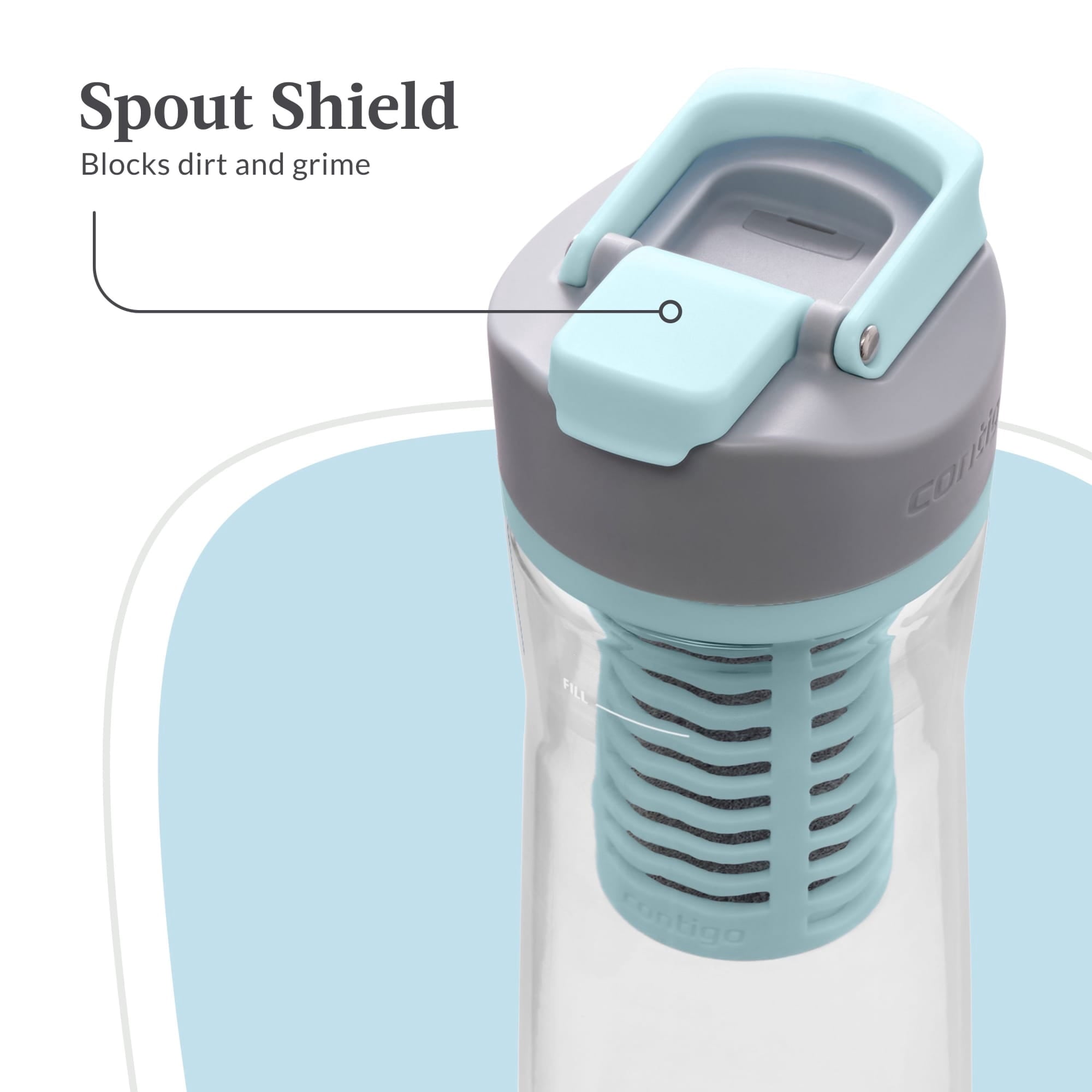 Contigo Clybourn Plastic FreeFlow Filter Water Bottle with AUTOSEAL Lid 24 oz. - Salt, with Replacable Filter - 2-Pack