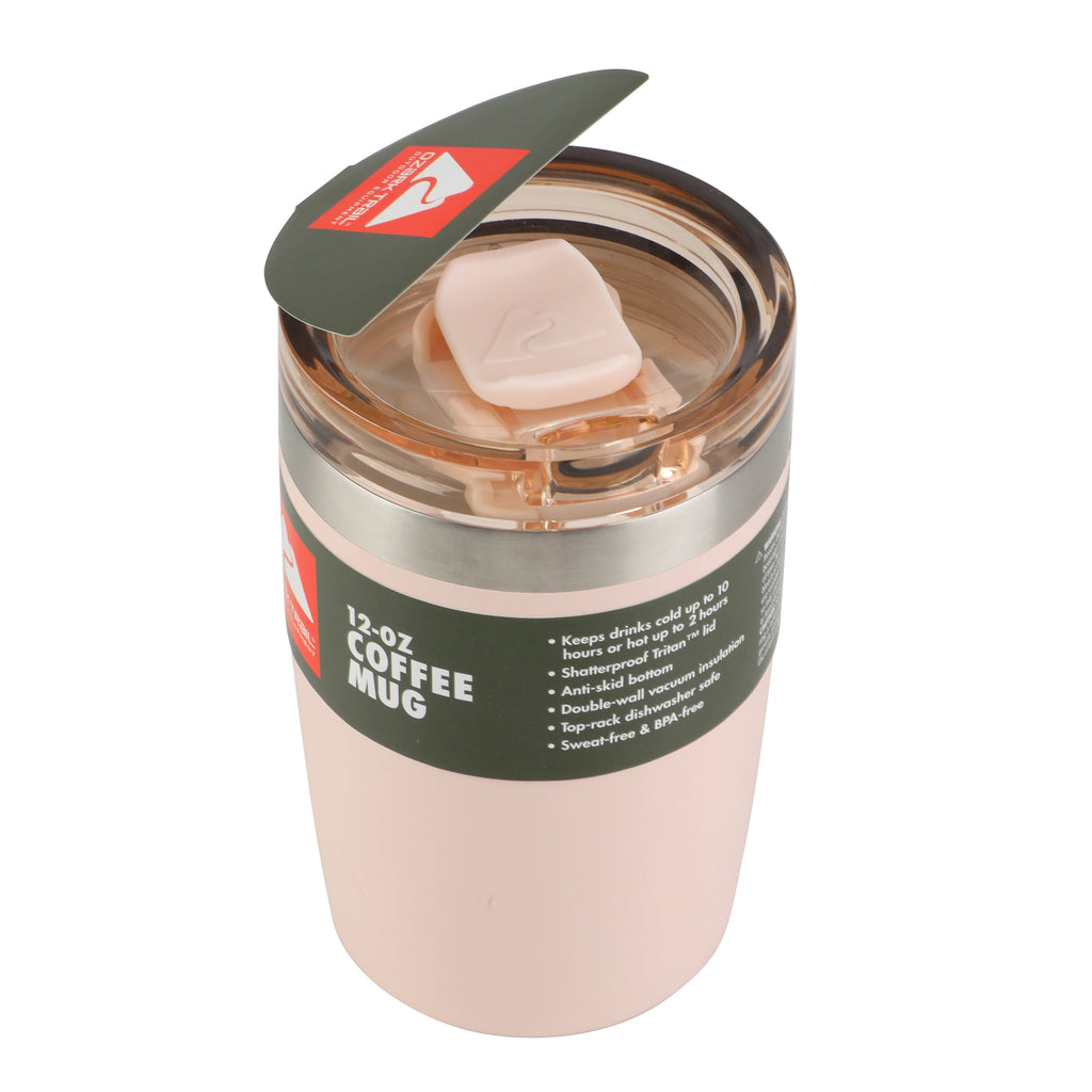 Ozark Trail 12oz Ceramic Lined Stainless Steel Insulated Travel Tumbler with Slider Lid - Frosted Peach