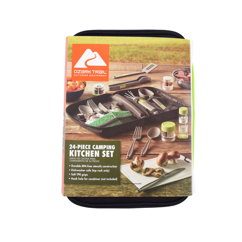 Ozark Trail 24-Piece Plastic Camping Kitchen Set with Travel Bag
