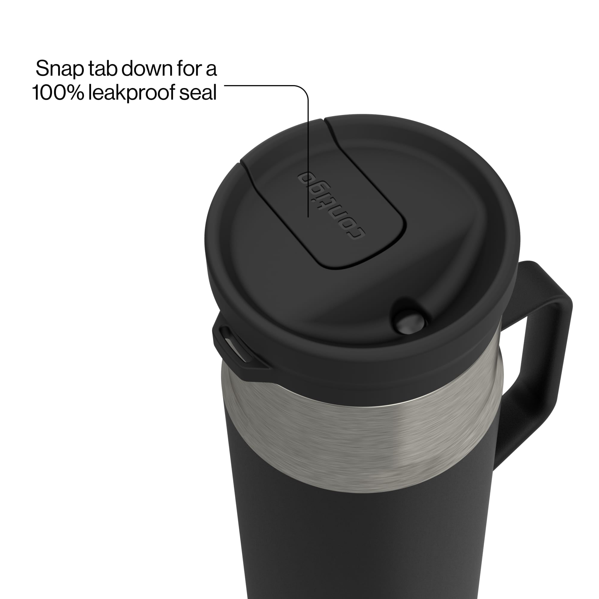 Contigo Water Bottle - 18 Oz, Stainless Steel, Vacuum Insulated Leakproof With Carrying Strap, SnapSeal Lid, Licorice