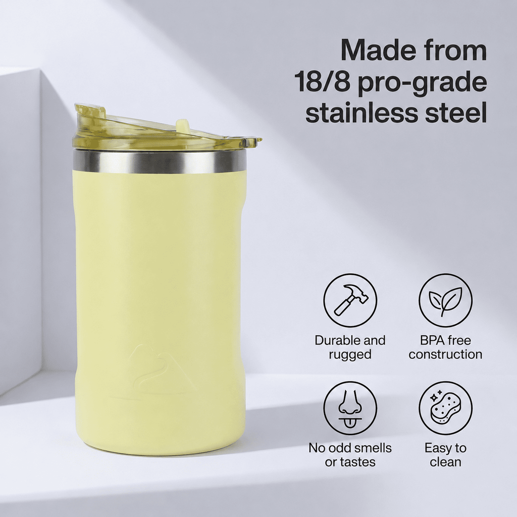 Ozark Trail 16oz Ceramic Lined Stainless Steel Can Tumbler with 2-in-1 Lid - Yellow