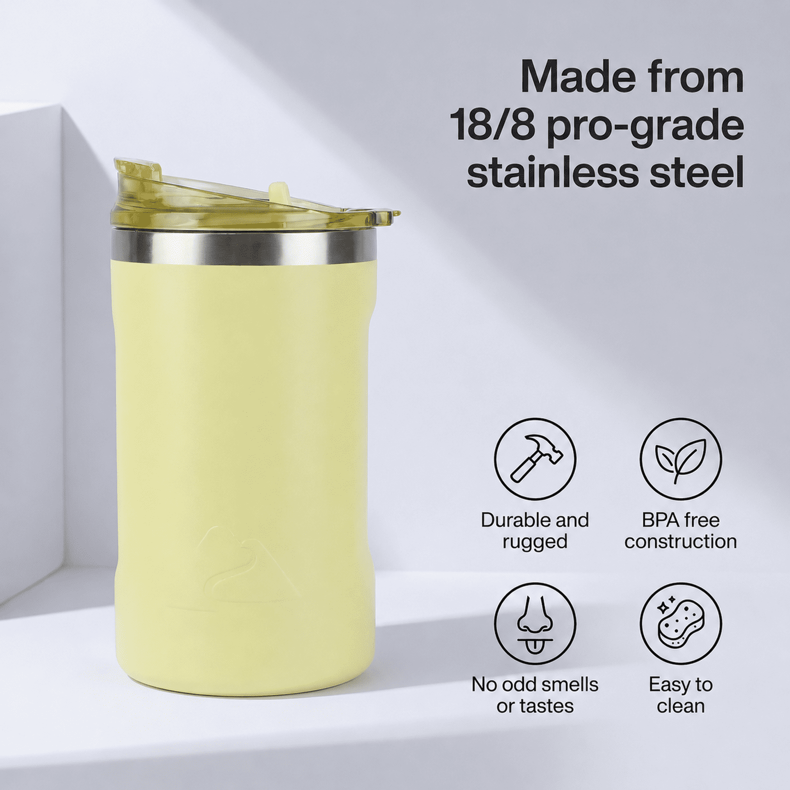 Ozark Trail 16oz Ceramic Lined Stainless Steel Can Tumbler with 2-in-1 Lid - Yellow