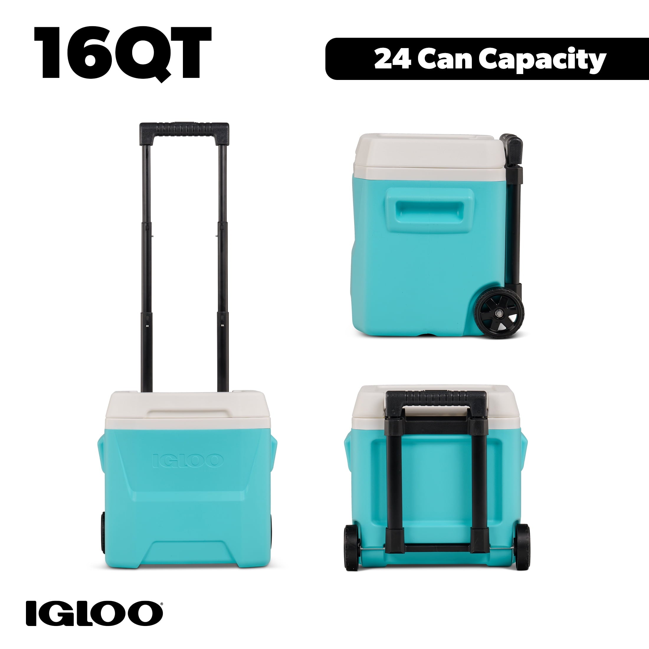 Igloo 16 QT Laguna Hard Side Ice Chest Cooler with Wheels - Aqua Blue - 2-Pack