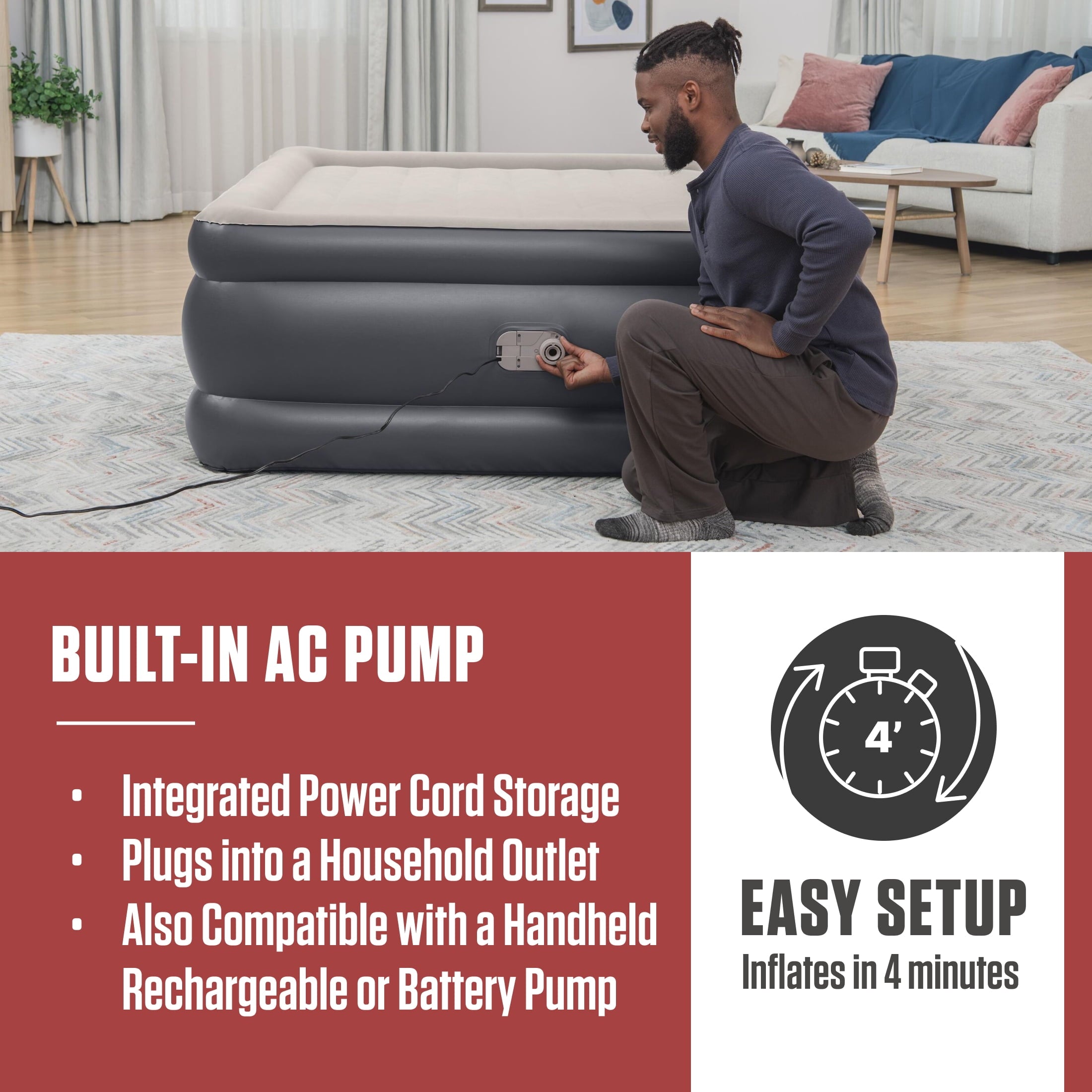 Coleman Tritech Air Mattress Full 22" with Built-in AC Pump