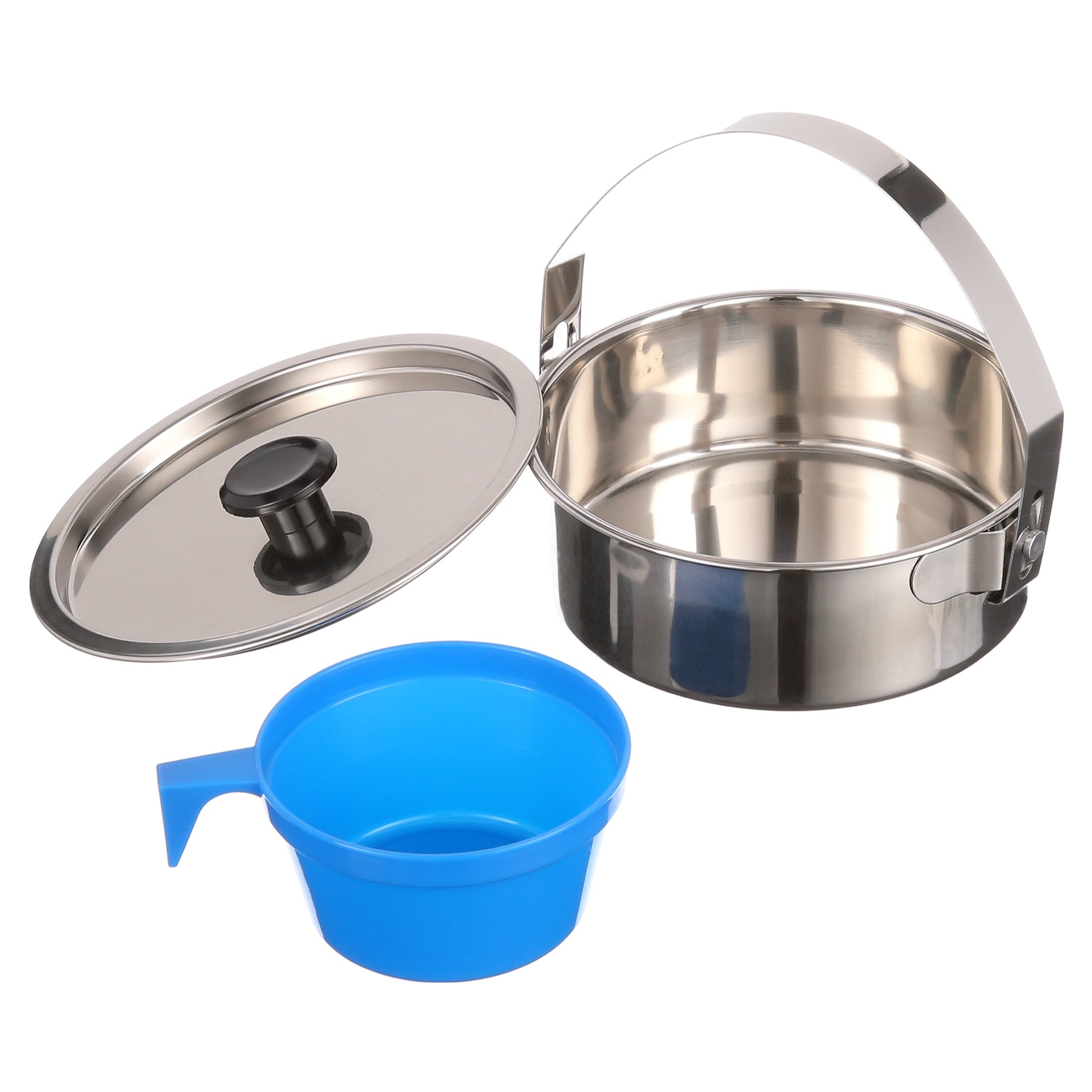 Ozark Trail 5-Piece Stainless Steel - Aluminum, and Plastic Space-Saving Cookware Camping Mess Kit