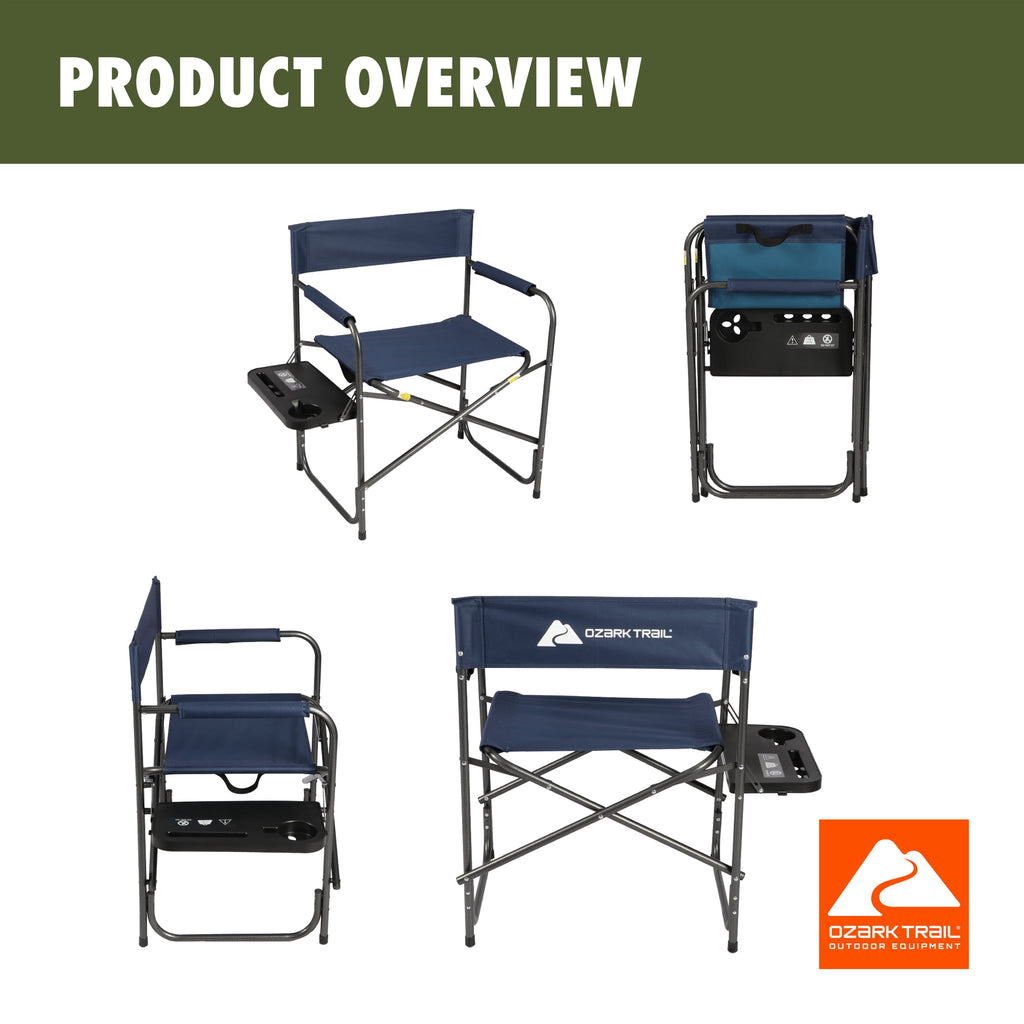 Ozark Trail Director Chair with Side Table - Navy