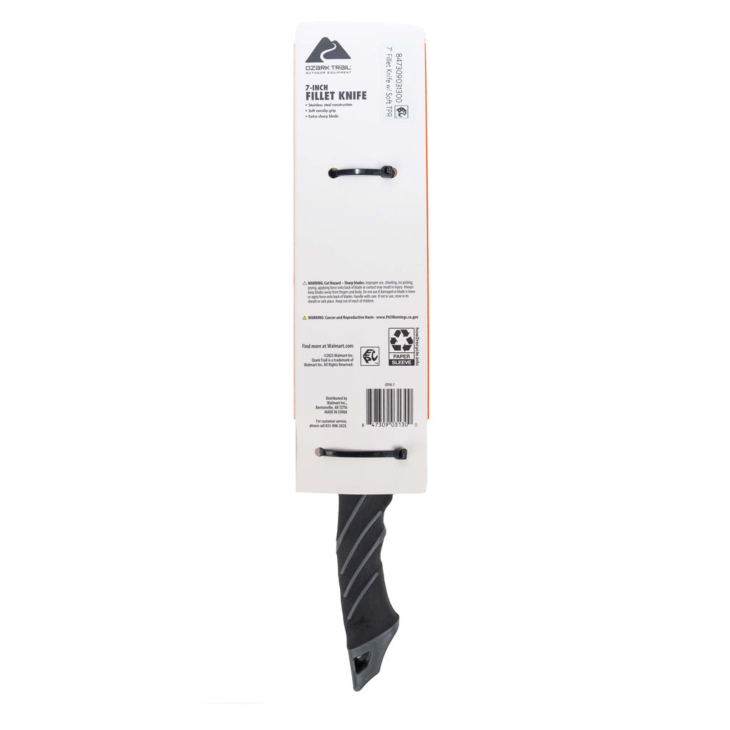 Ozark Trail 7 in Stainless Steel Fillet Knife with Soft Grip Handle & Sheath