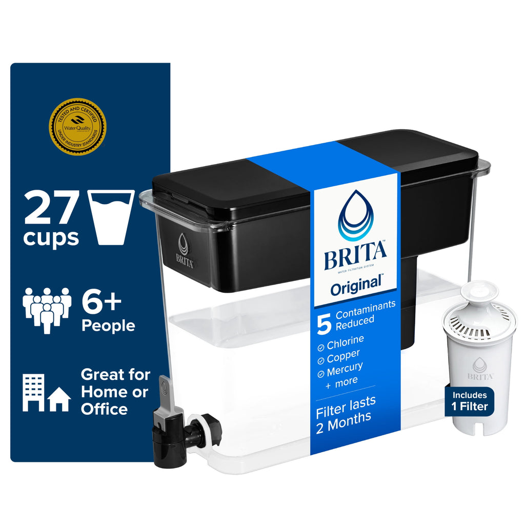 Brita 27 Cup Plastic Water Filtration Dispenser - Black, 1 Standard Brita Filter