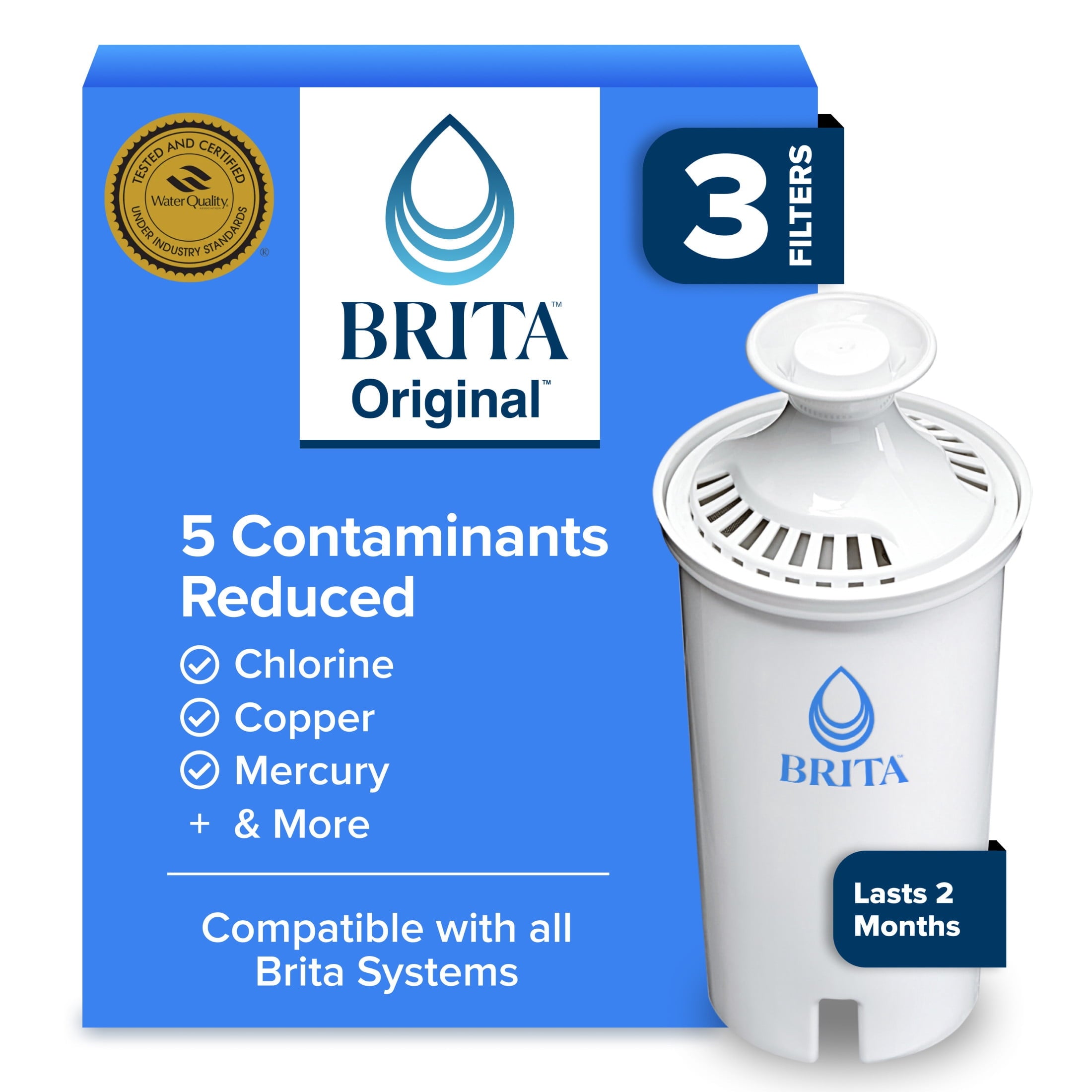 Brita Standard Replacement Water Filter - Compatible with All Brita Pitchers & Dispensers (3 Pack)