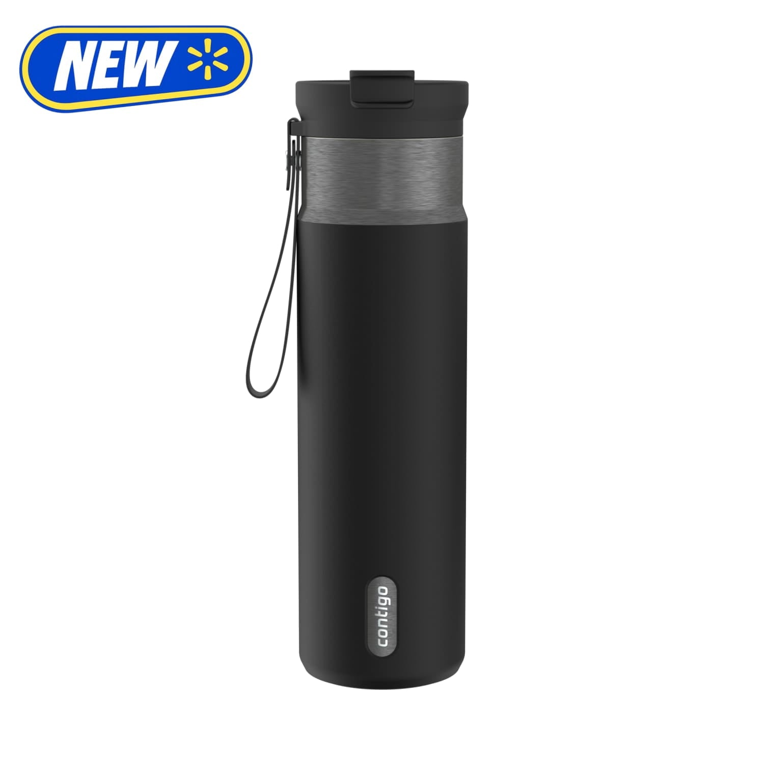 Contigo 24 oz DualSip Stainless Steel Leak-Proof Insulated Water Bottle with Straw or Sip Lid and Carry Strap - Black/Silver