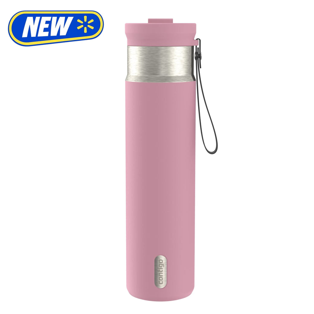 Contigo Water Bottle - 28 Oz, Stainless Steel, Vacuum Insulated Leakproof, DualSip 2-Way Lid, Pink Diamond