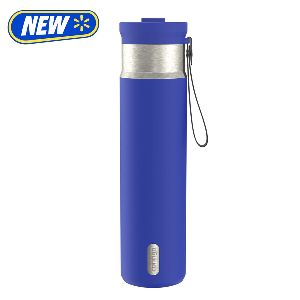 Contigo Water Bottle - 28 Oz, Stainless Steel, Vacuum Insulated Leakproof, DualSip 2-Way Lid, Wild Indigo