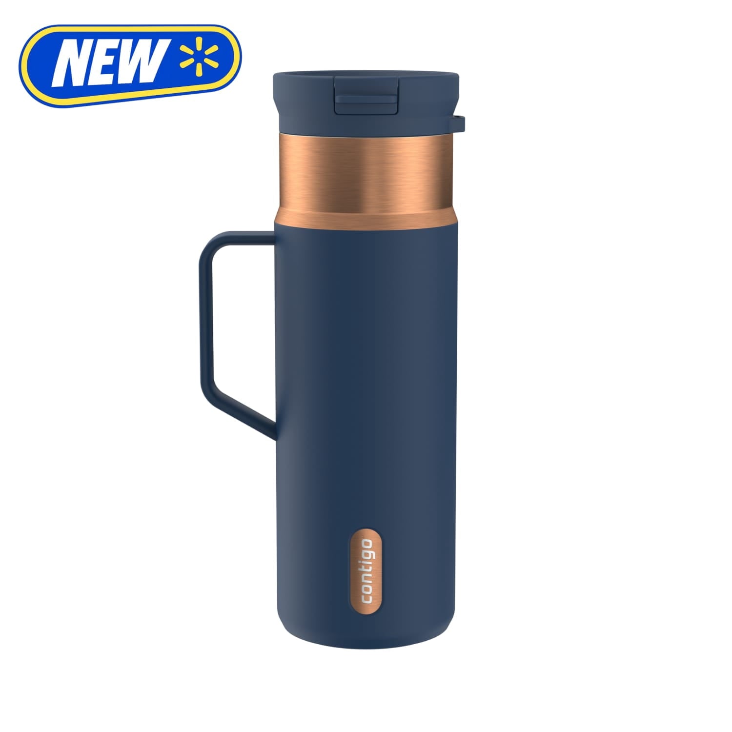 Contigo 20 oz Stainless Steel Travel Mug Tumbler – Leak-Proof Insulated Coffee Mug - Keeps Drinks Hot, Side Handle, Dark Blue/Bronze