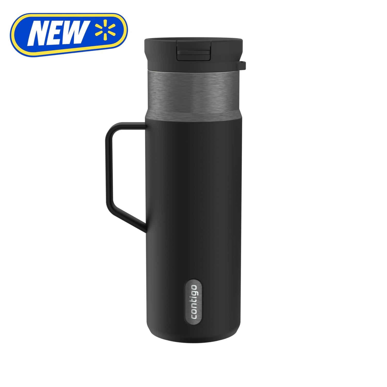 Contigo 20 oz Stainless Steel Travel Mug Tumbler – Leak-Proof Insulated Coffee Mug - Keeps Drinks Hot, Side Handle, Black/Silver