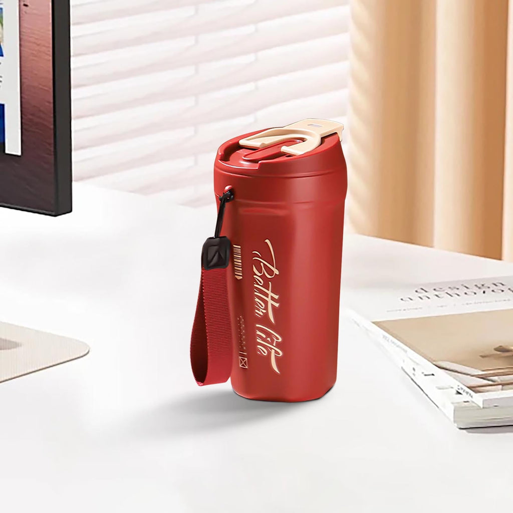 Fzsteel Premium Double Wall Insulated Stainless Steel Travel Mug - 17.6oz Leak-Proof Portable Coffee Tumbler with Handle for Car, Office, and Outdoor Use