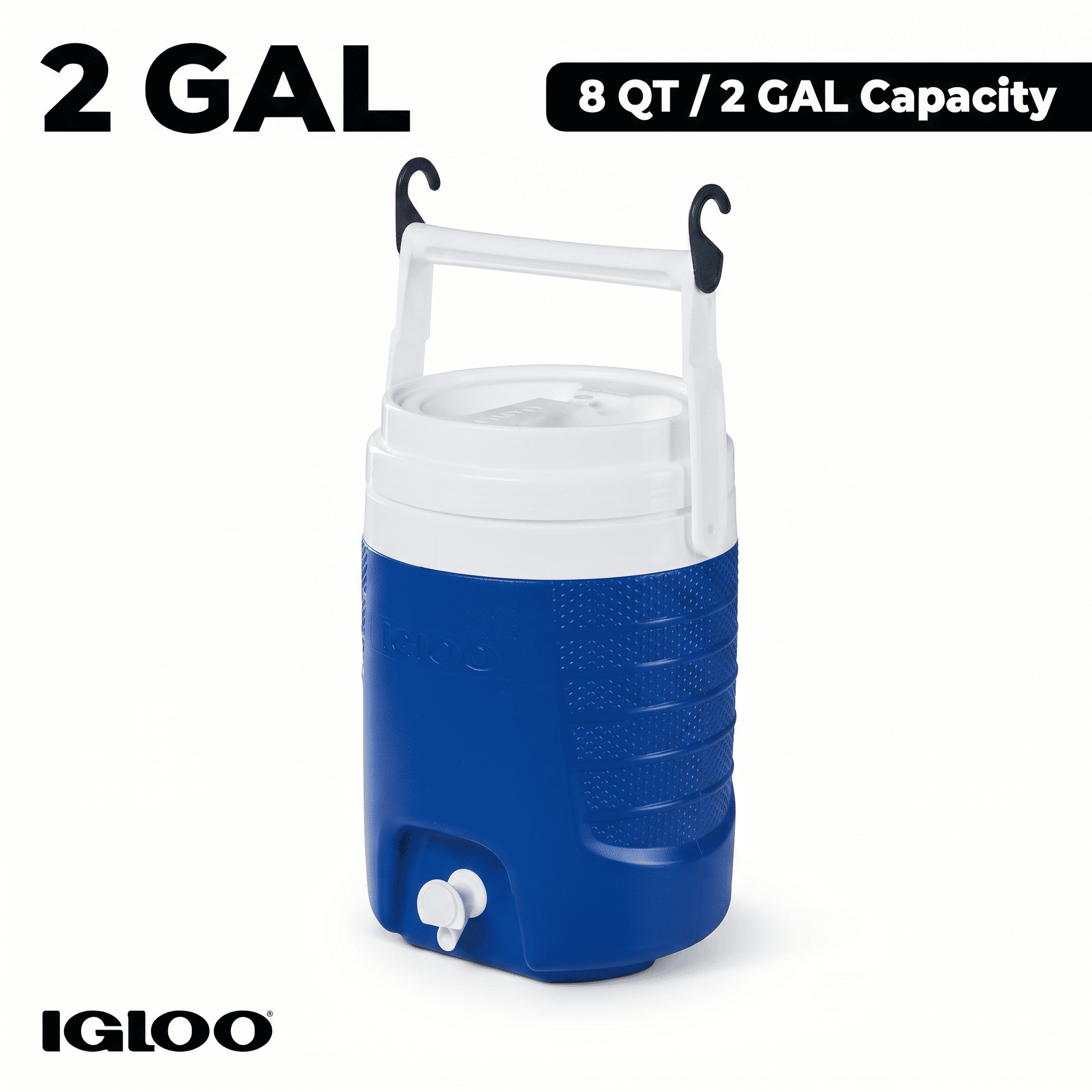 Igloo 2 Gallon Sports Plastic Beverage Jug with Hooks - Blue