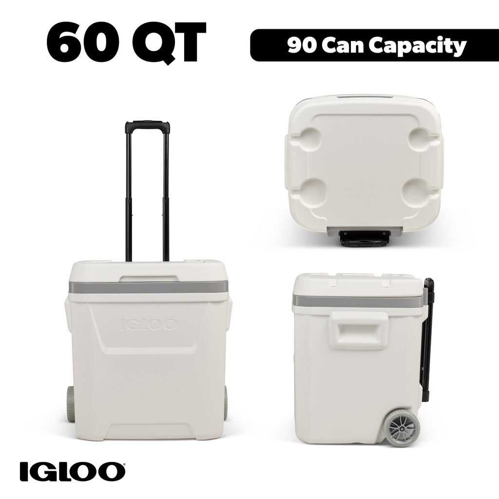 Igloo 60 QT Marine Ice Chest Cooler with Wheels - White